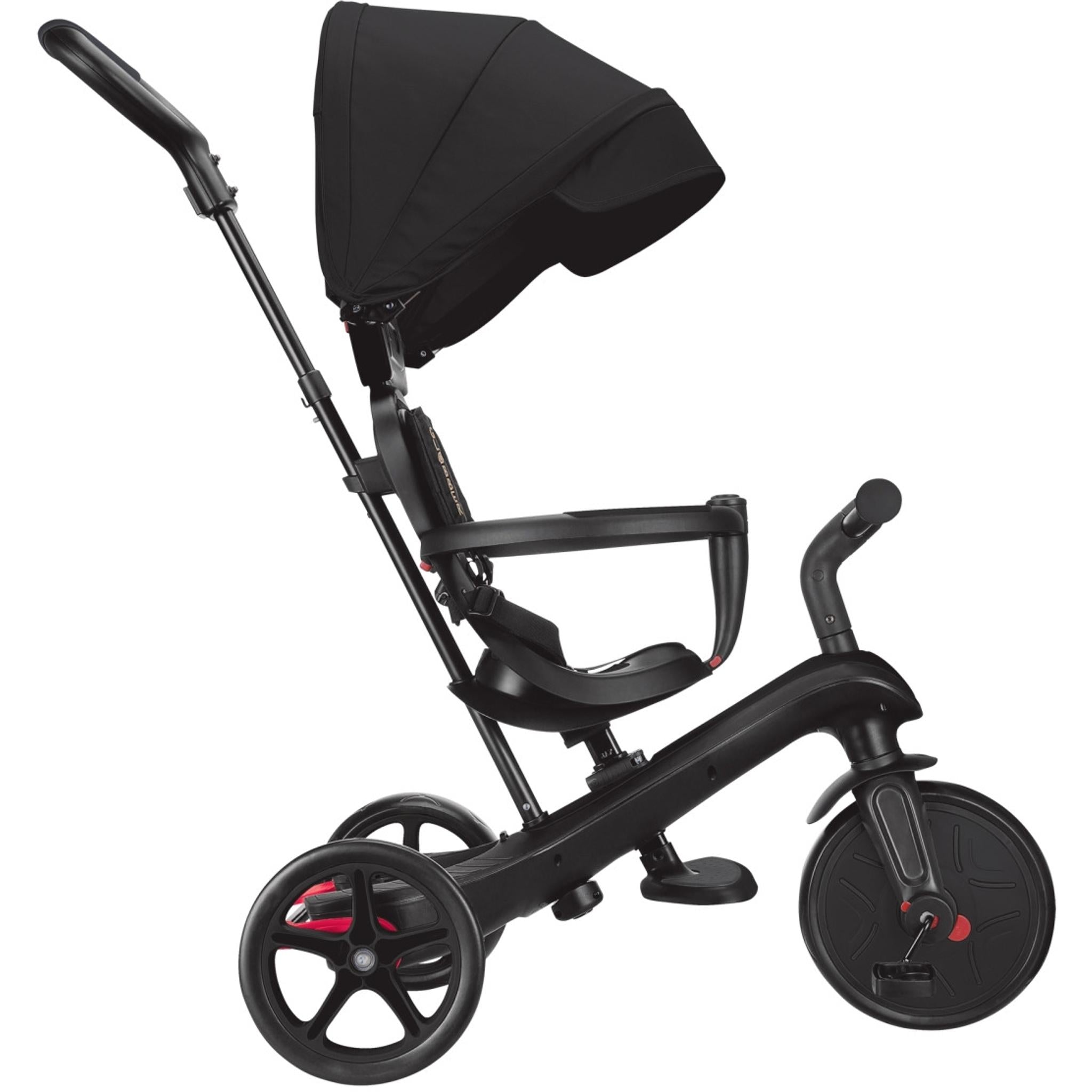Globber Explorer 4in1 Kids Trike w/ Folding Canopy Black
