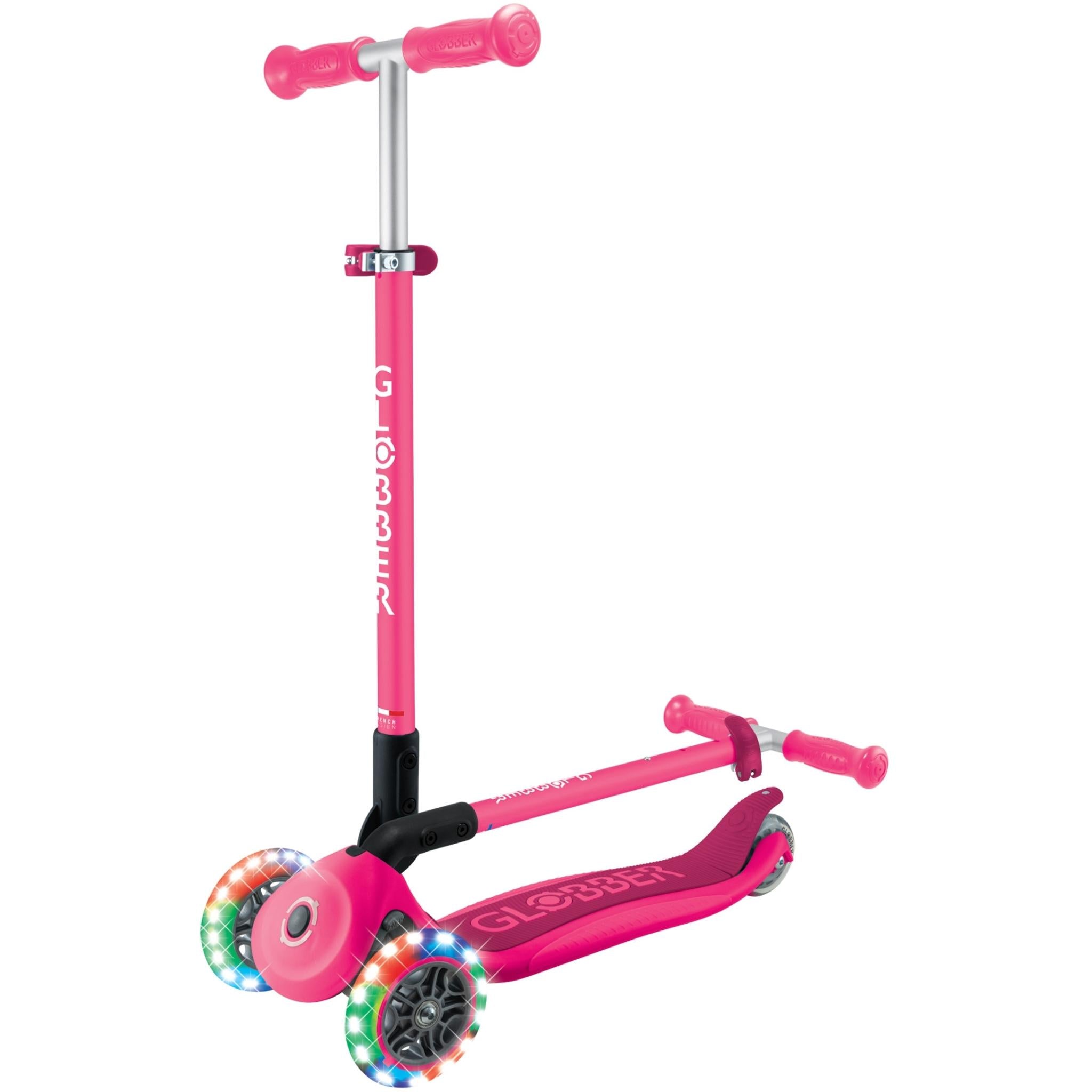 Globber Primo Foldable Lights Kids Scooter Fuschia/Fuschia