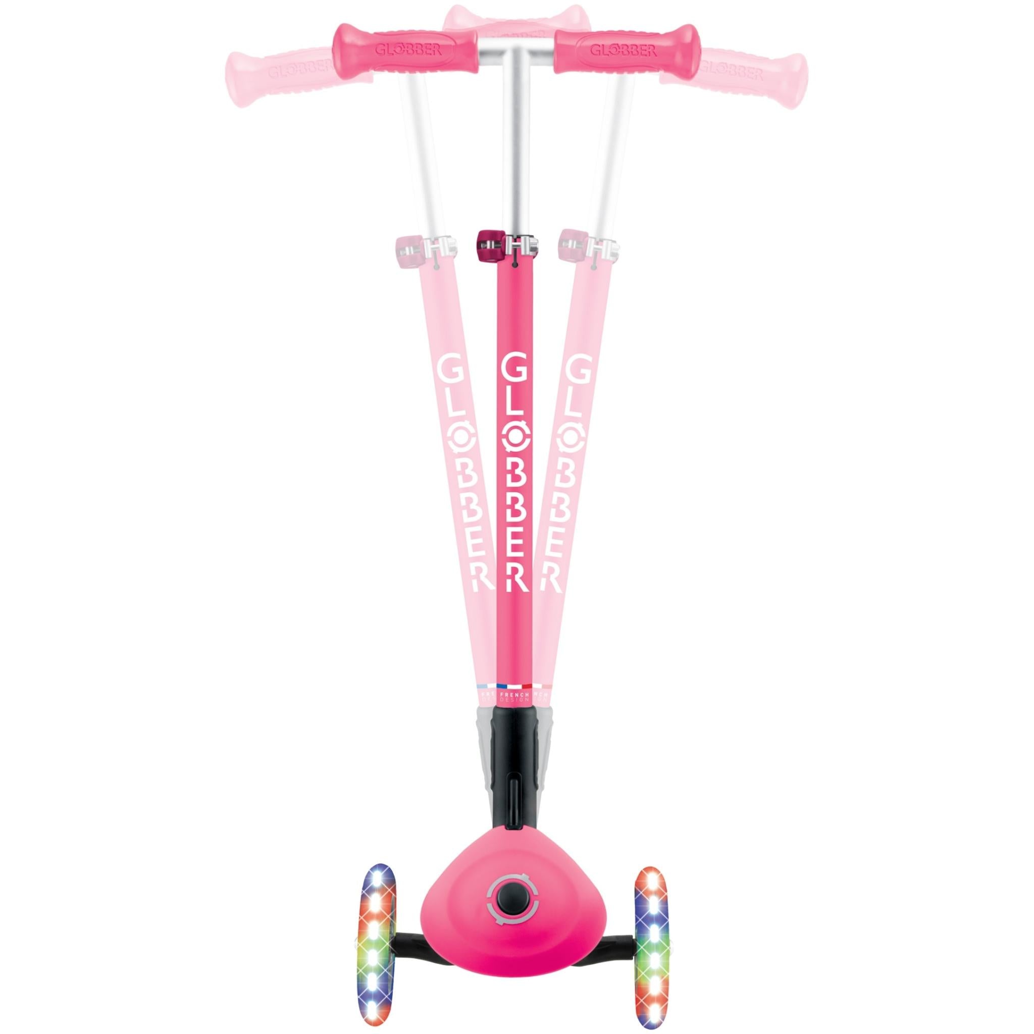 Globber Primo Foldable Lights Kids Scooter Fuschia/Fuschia