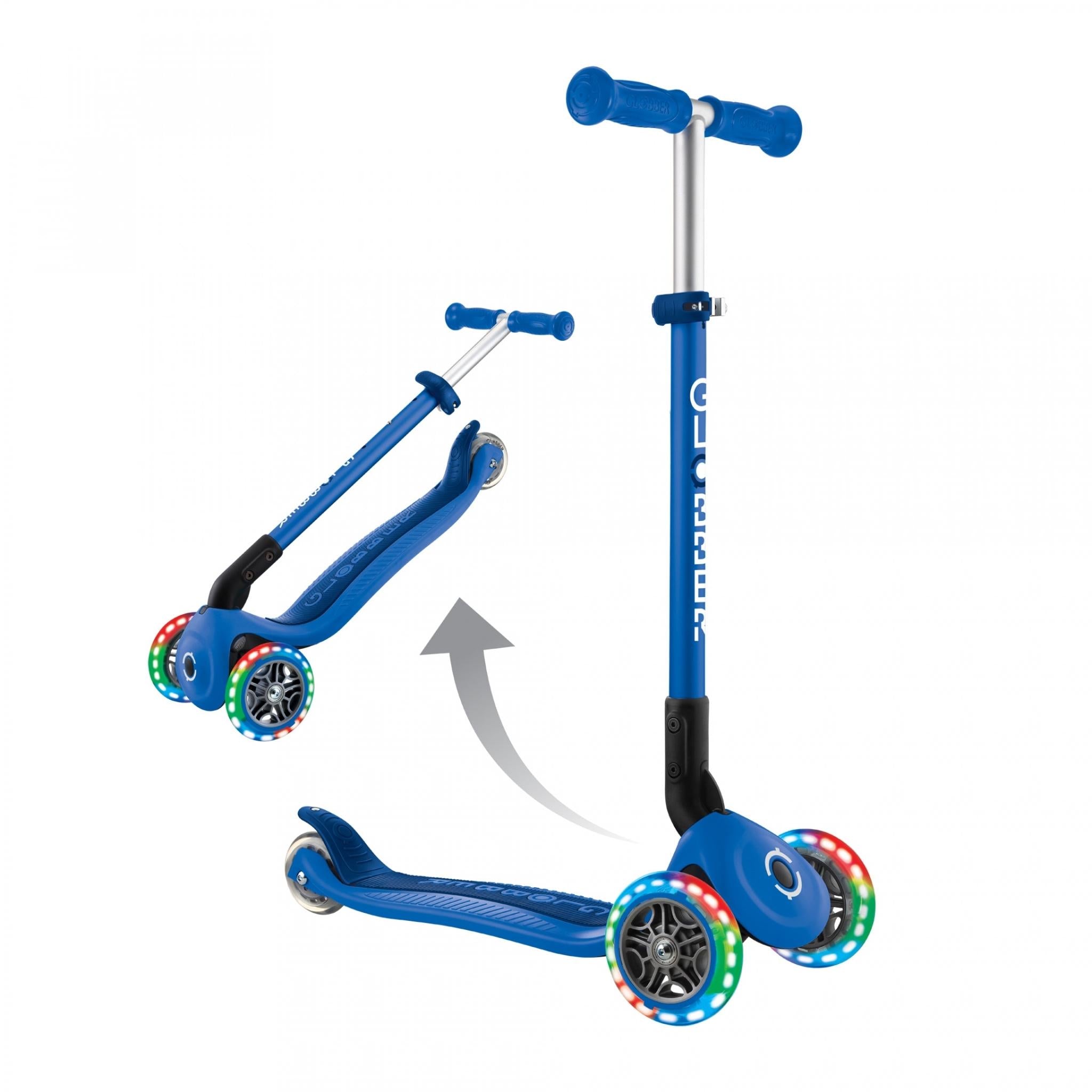 Globber Primo Foldable Lights Kids Scooter Navy Blue/Dark Navy Blue