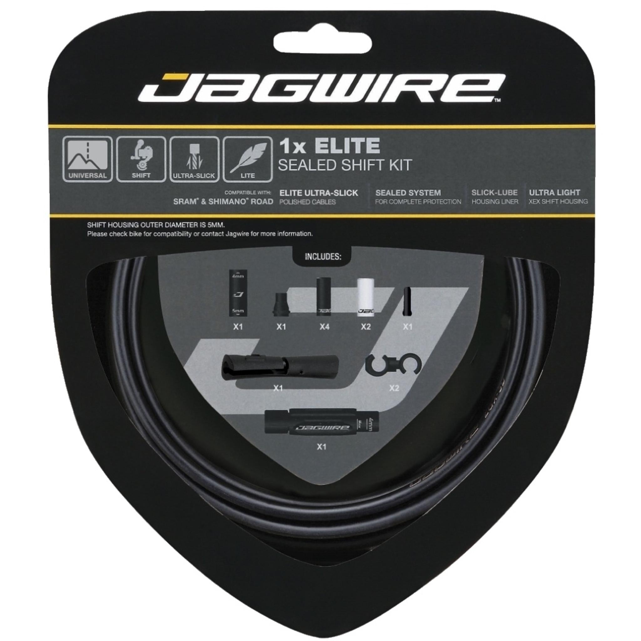 Jagwire Elite Sealed Complete Shift Kit 1x SRAM/Shimano Black