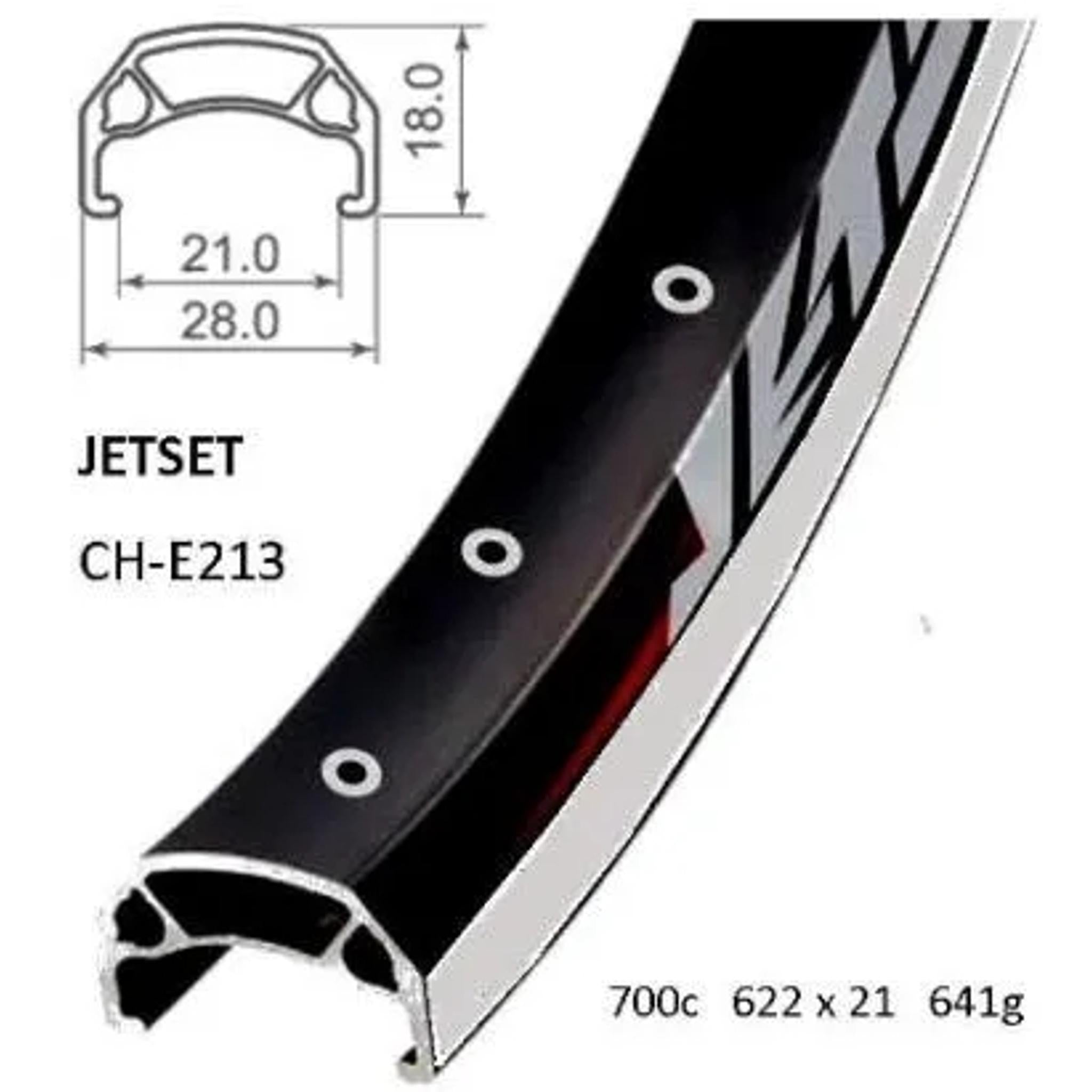 Jetset CH-E213 36H MSW SV D/W Rim Brake Road Rim 700c x 21mm Black