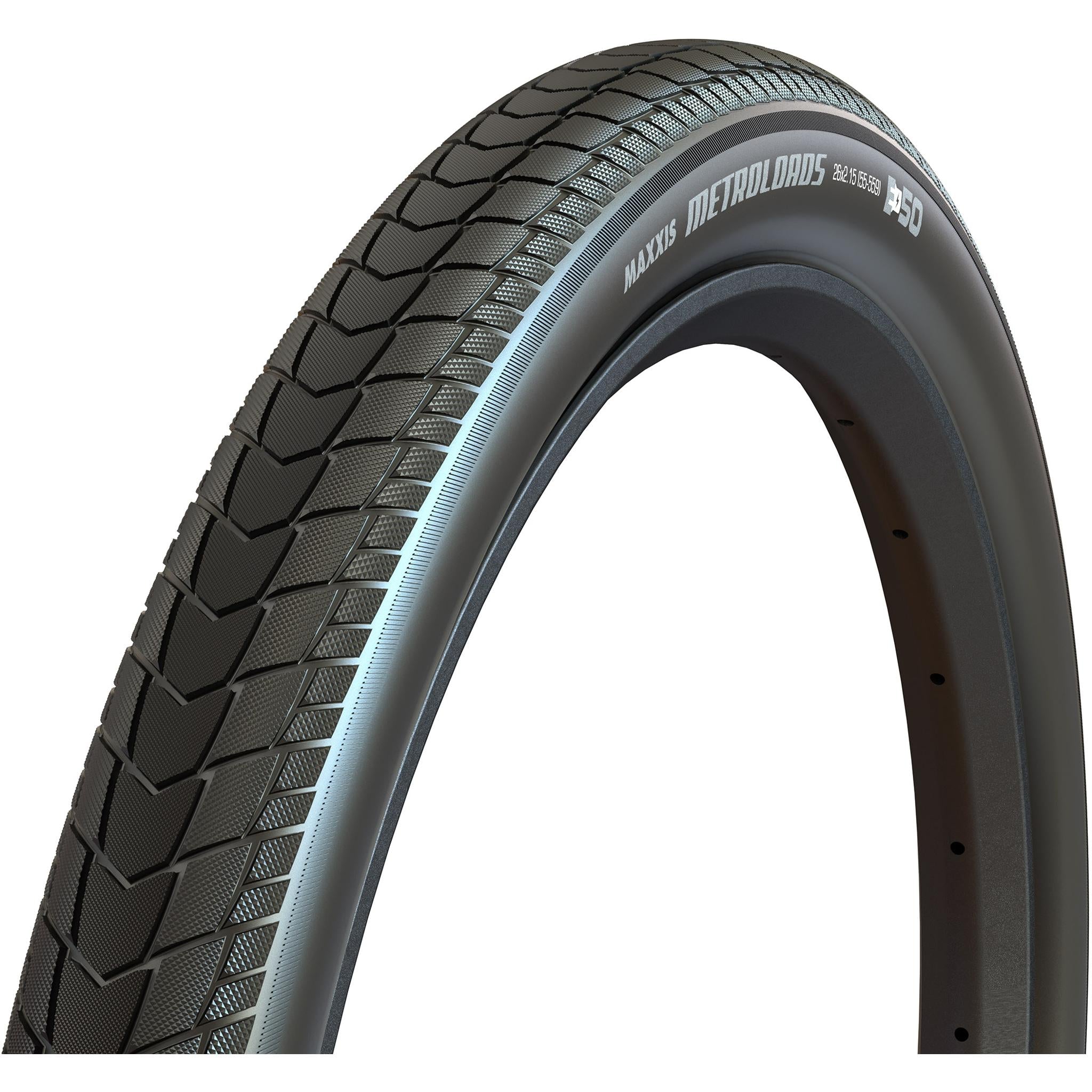 Maxxis Metroloads Wire Bead Commuter/Cargo Tyre 27.5x2.15'' Black with Reflective Stripes