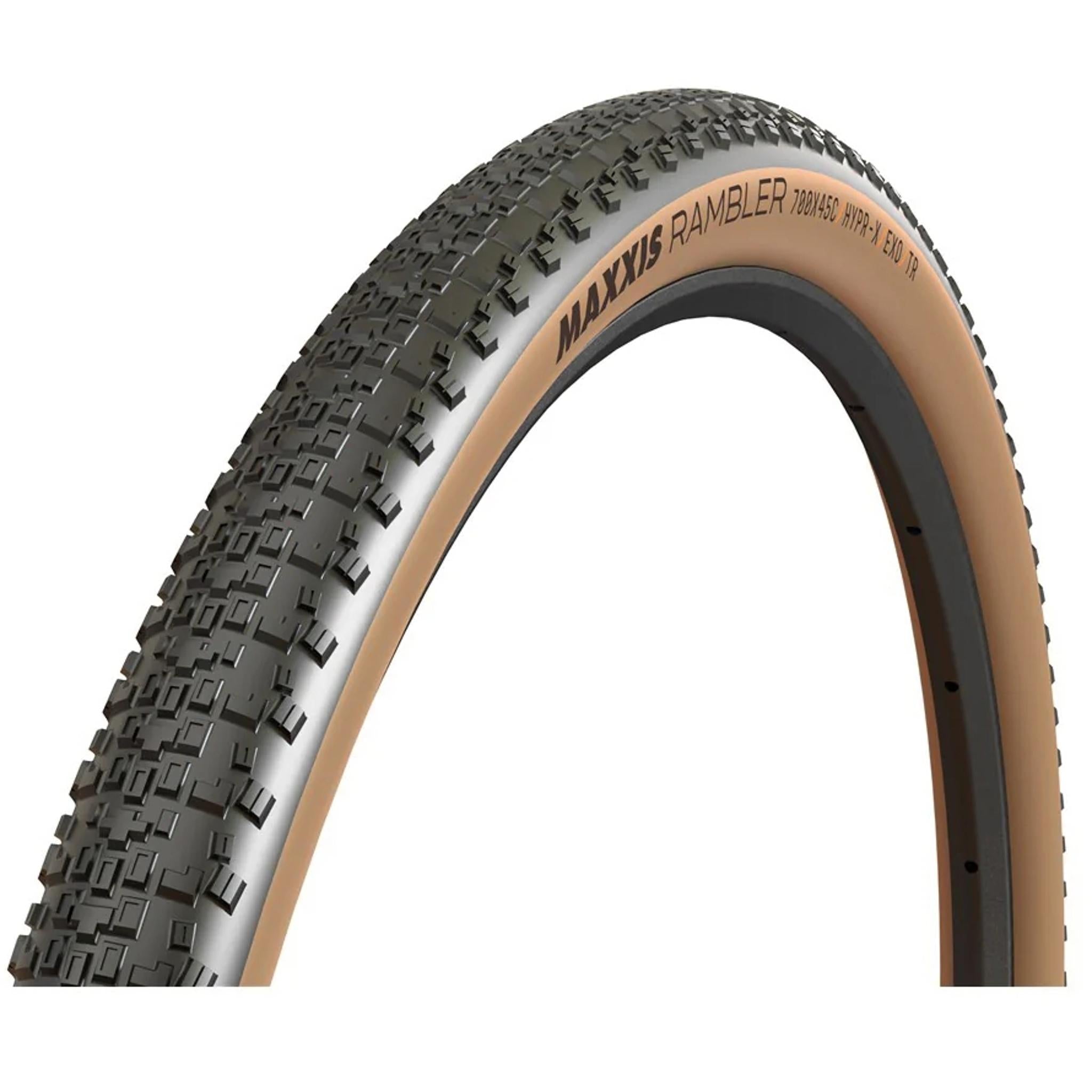 Maxxis Rambler HYPR-X EXO TR 120TPI Folding Gravel Tyre 700 x 45c Tanwall