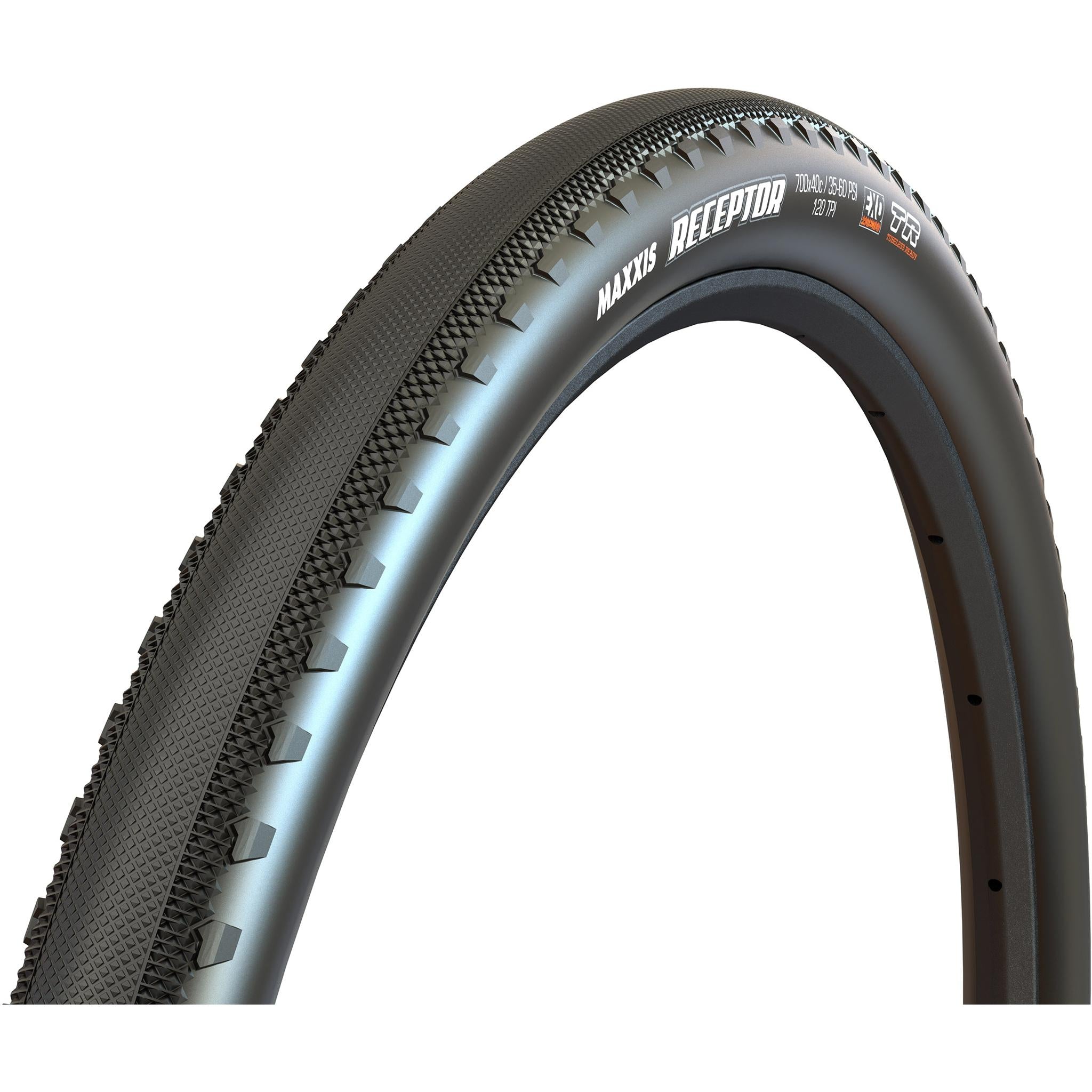 Maxxis Receptor EXO TR 120TPI Folding Gravel Tyre 700x40C Black