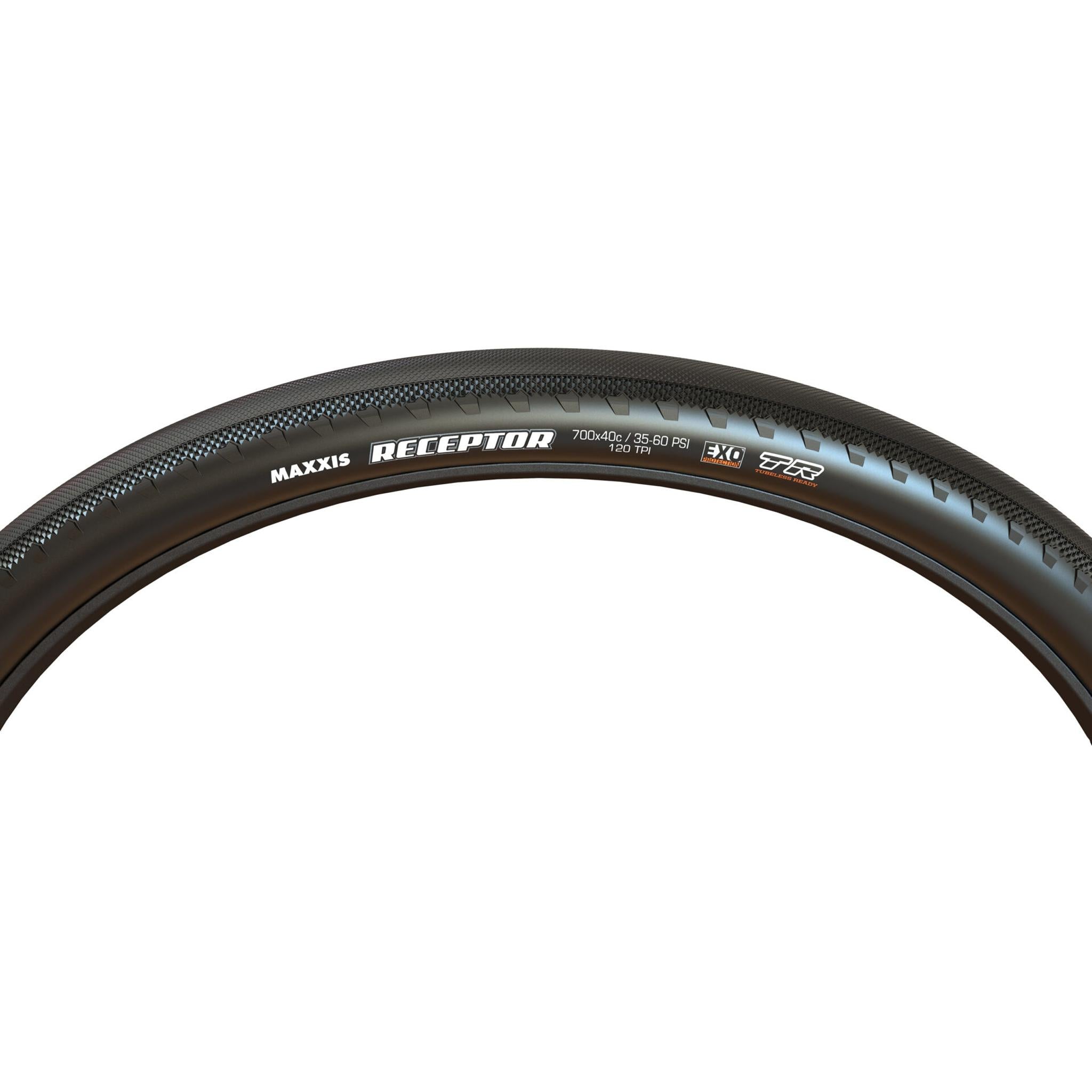 Maxxis Receptor EXO TR 120TPI Folding Gravel Tyre 700x40C Black