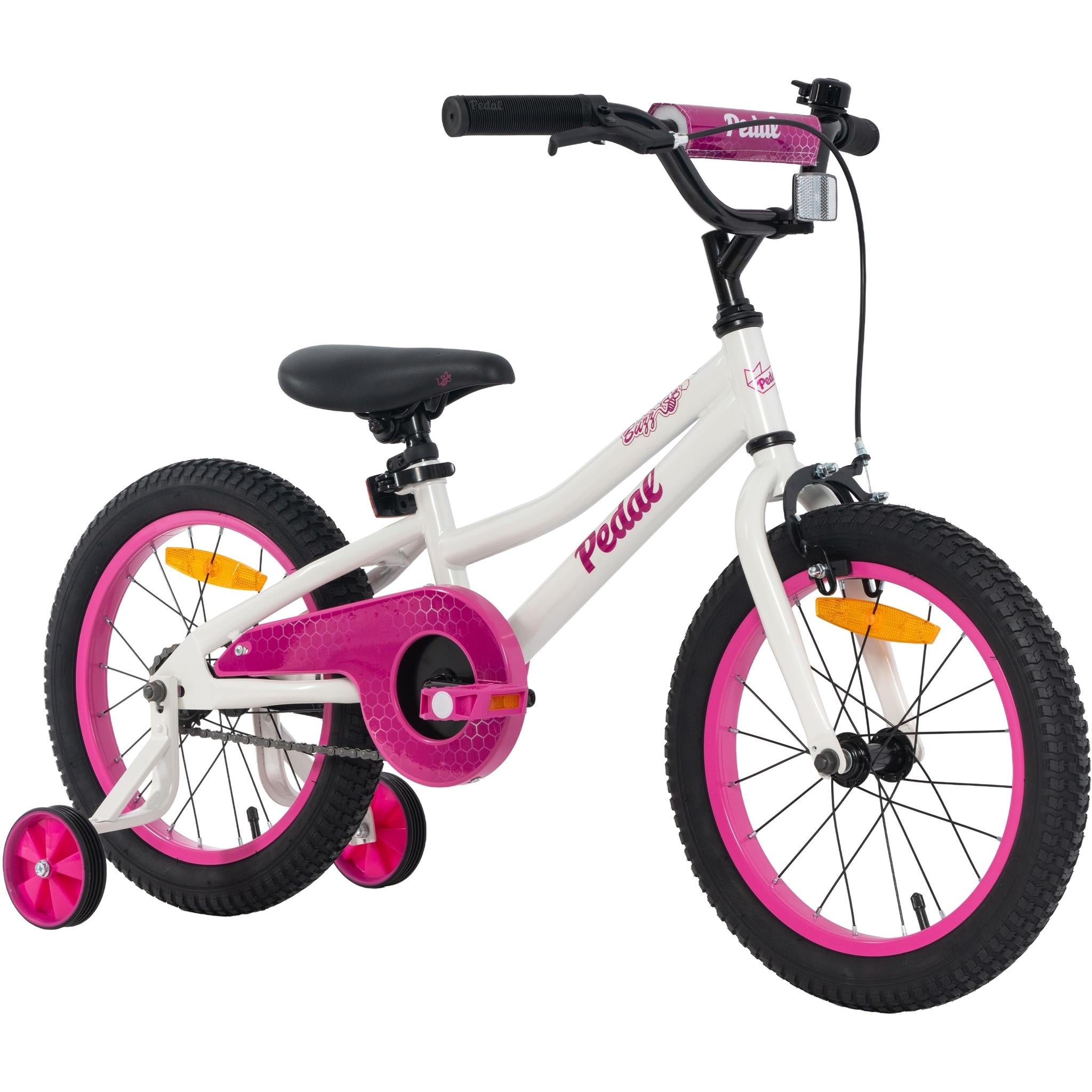 Pedal Buzz Steel 16'' Kids Bike White Pink