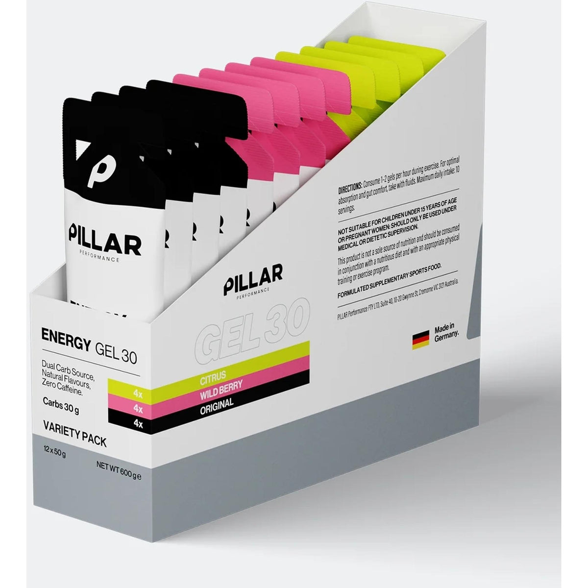 Pillar Performance Energy Gel 30 Variety (Box of 12)