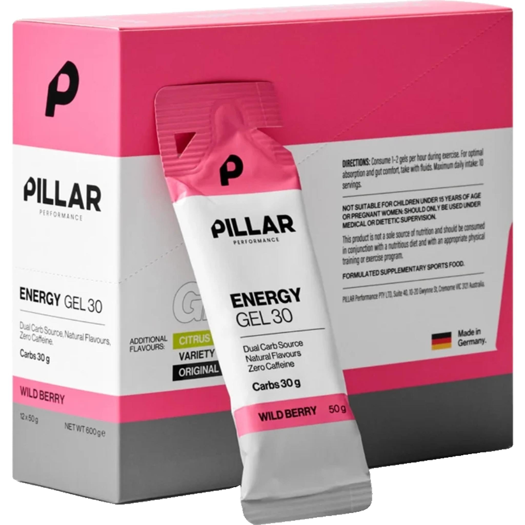 Pillar Performance Energy Gel 30 Wild Berry (Box of 12)