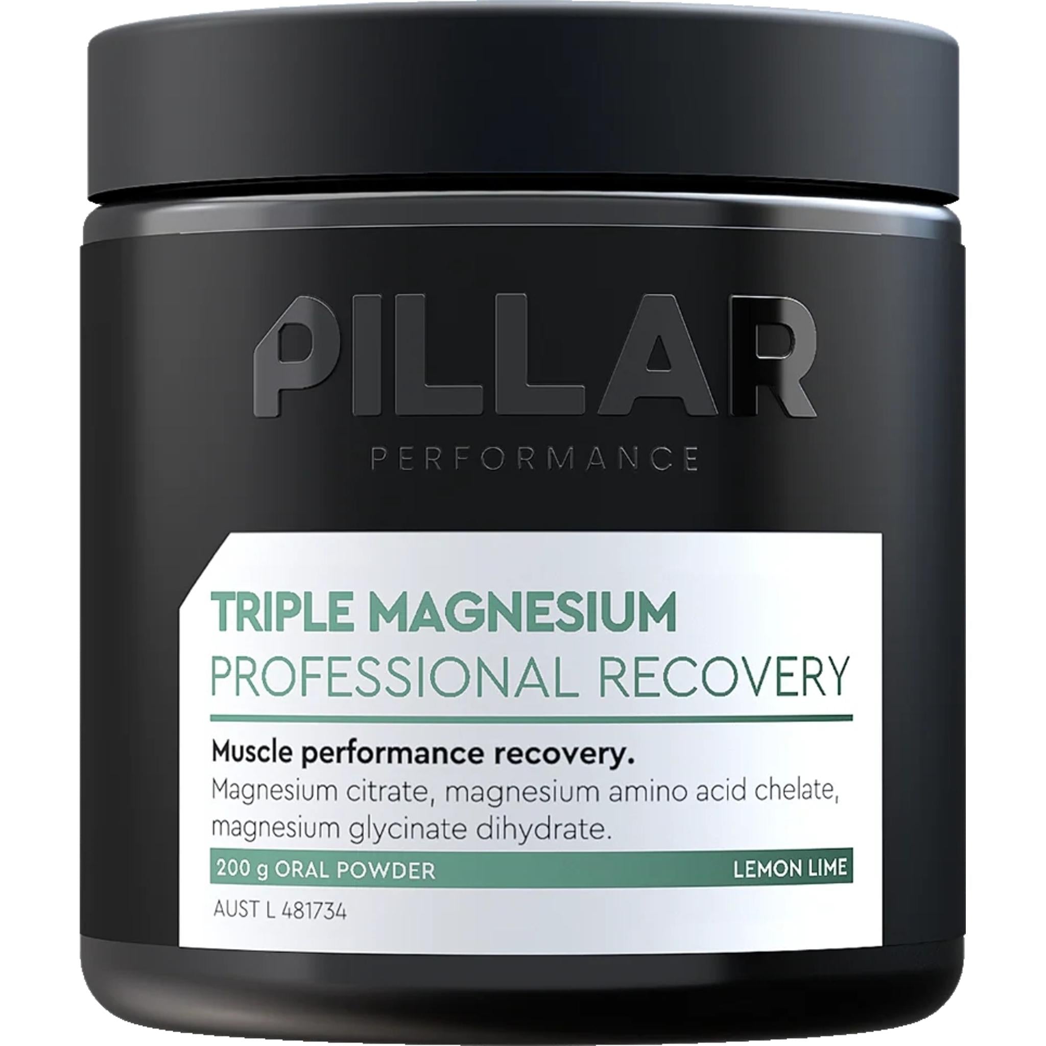 Pillar Performance Triple Magnesium Recovery Powder 200g Jar Lemon Lime