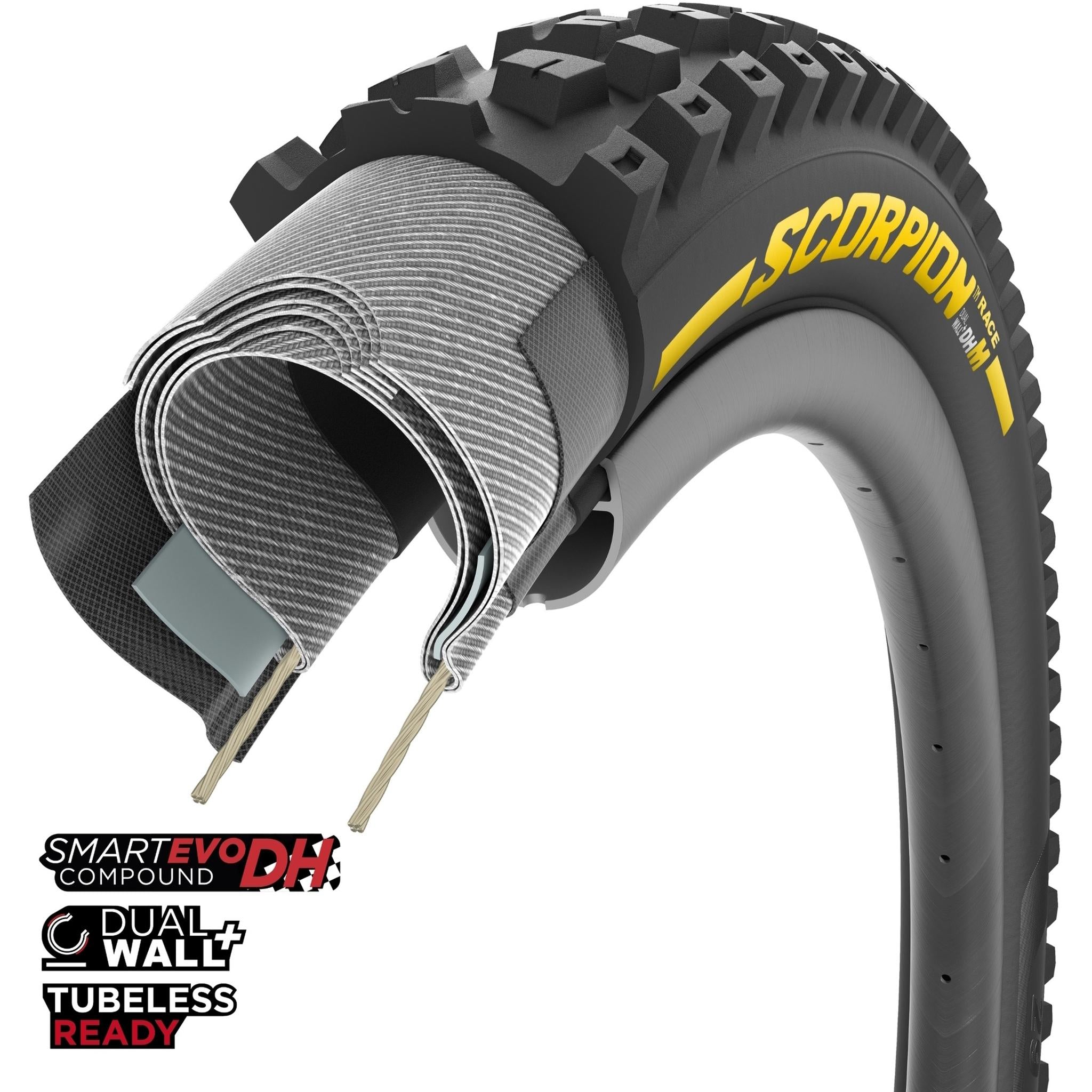 Pirelli Scorpion Race DH M DualPly Folding MTB Tyre 27.5 x 2.50'' Black/Yellow