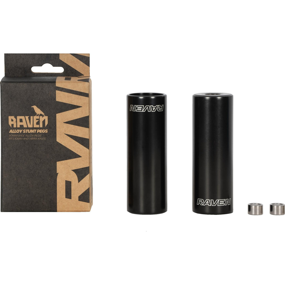 Raven Alloy BMX Pegs 110 x 10/14mm Black (Pair)