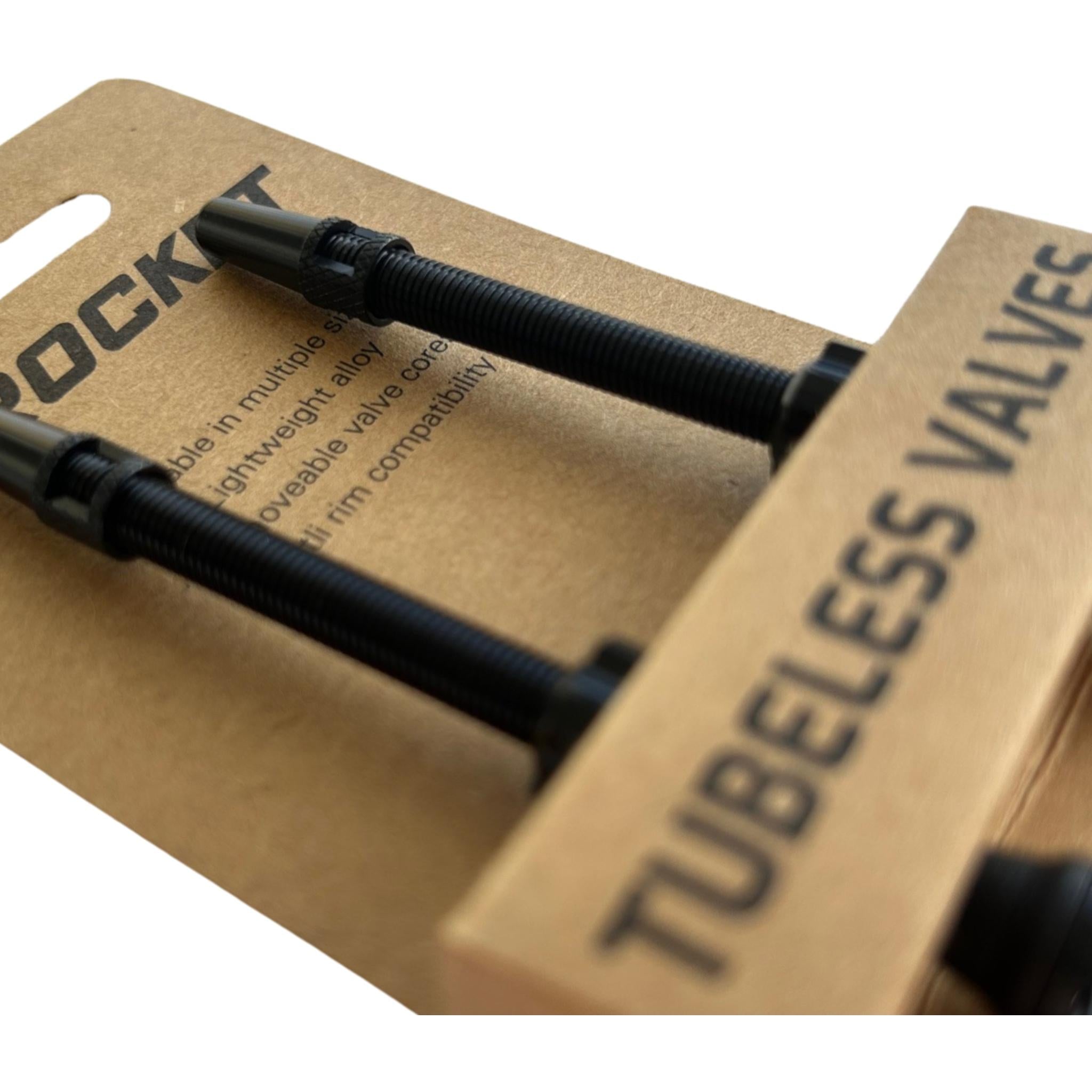 Rocket Removable Road/MTB Presta Tubeless Valves Pair 80mm Black