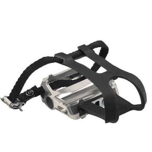 Azur Alloy Pedal with Toeclip & Strap Set Silver