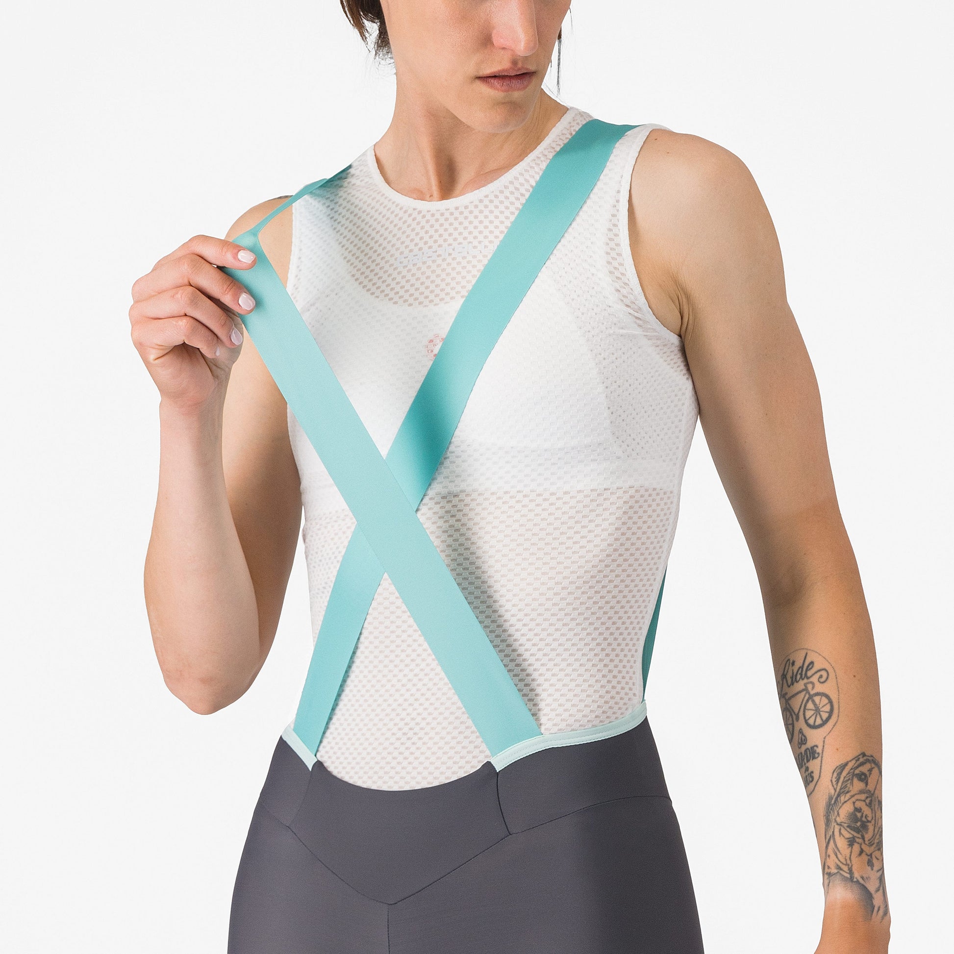 Castelli Prima DT 2 Womens Bibknicks Dark Grey/Pool Blue