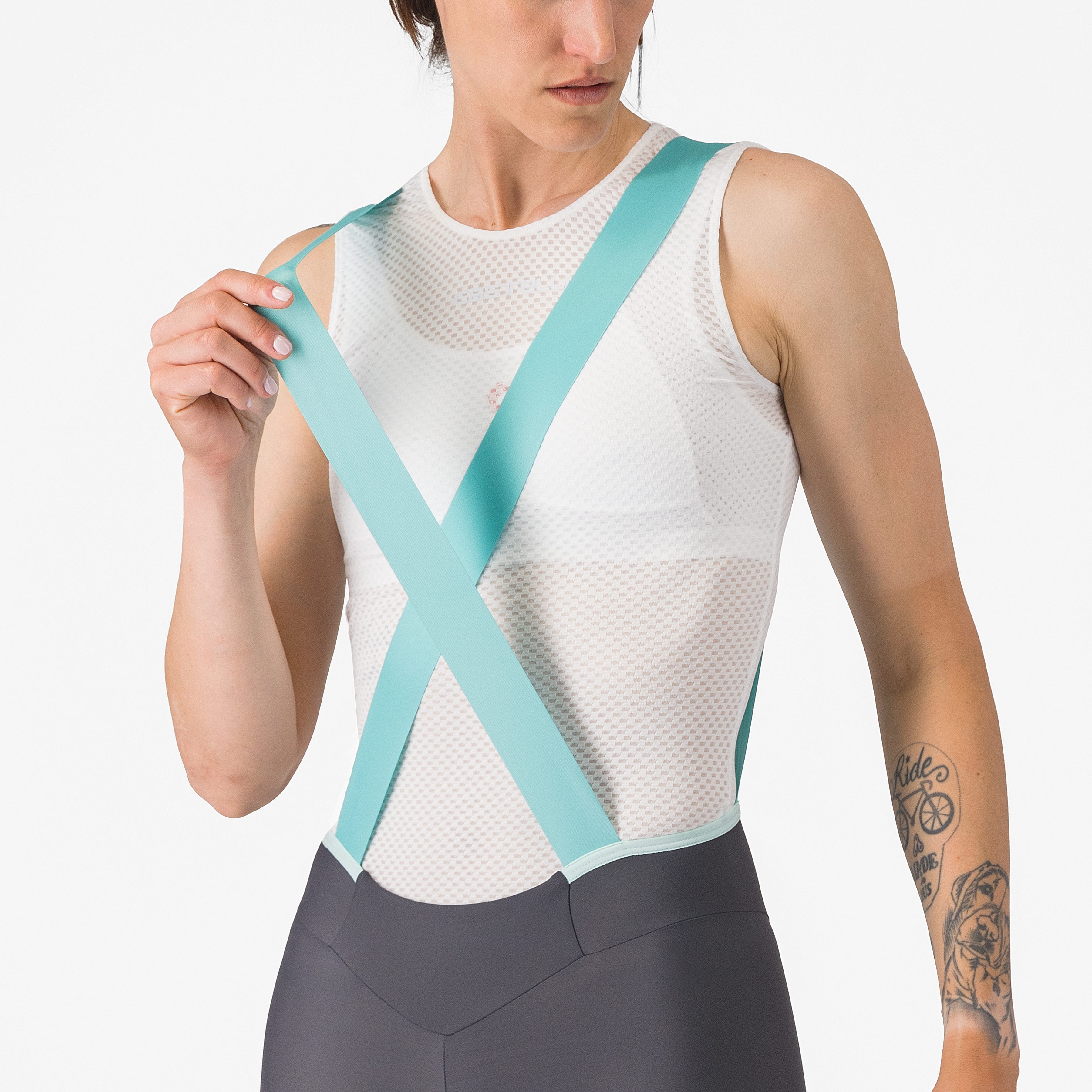 Castelli Prima DT 2 Womens Bibknicks Dark Grey/Pool Blue