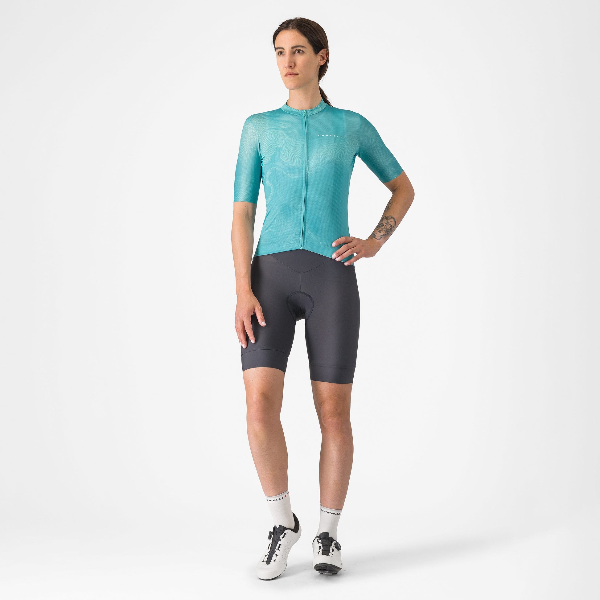 Castelli Prima DT 2 Womens Bibknicks Dark Grey/Pool Blue