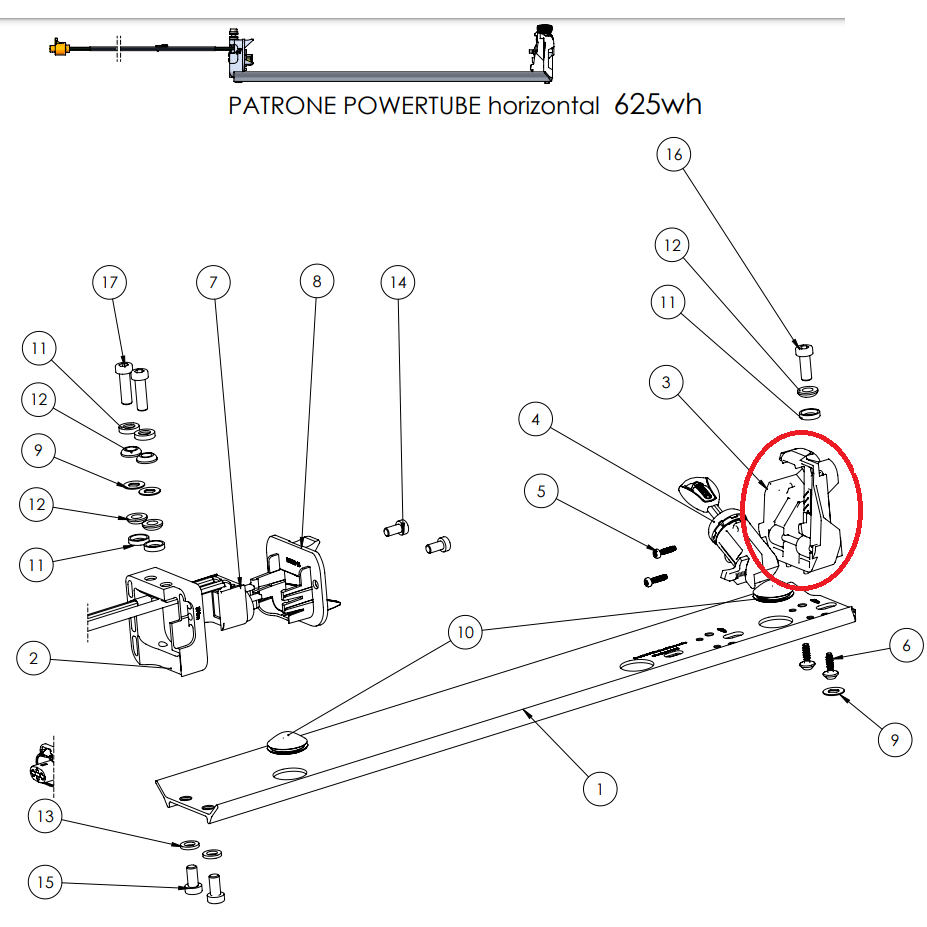 Cube Upper Battery Mount For Powertube