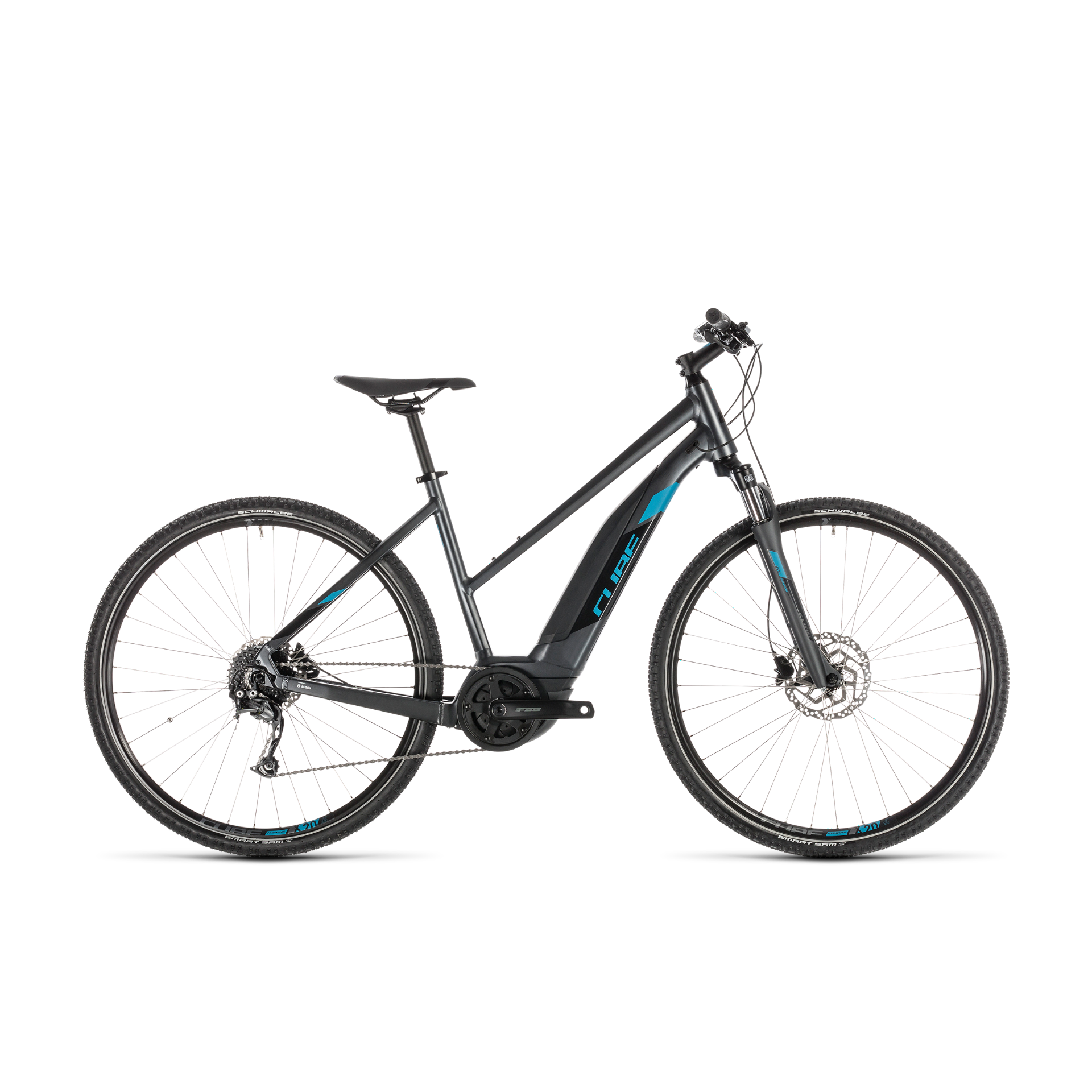 Cube Cross Hybrid One 400 Trapeze E-Hybrid Bike Iridium/Blue