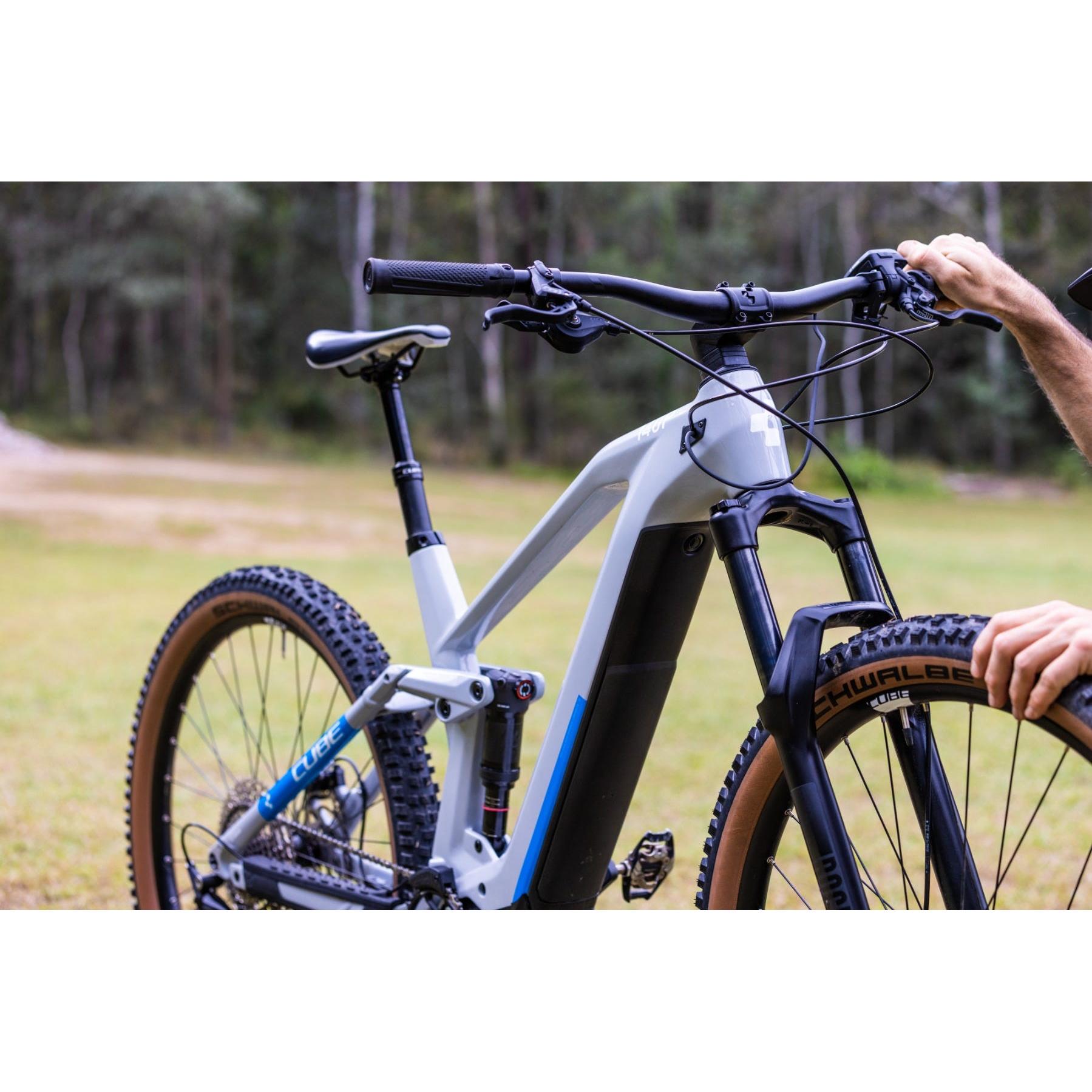 Cube Stereo Hybrid 140 HPC Pro 625 Electric Dual Suspension Mountain Bike Prisma Grey 'n' Blue