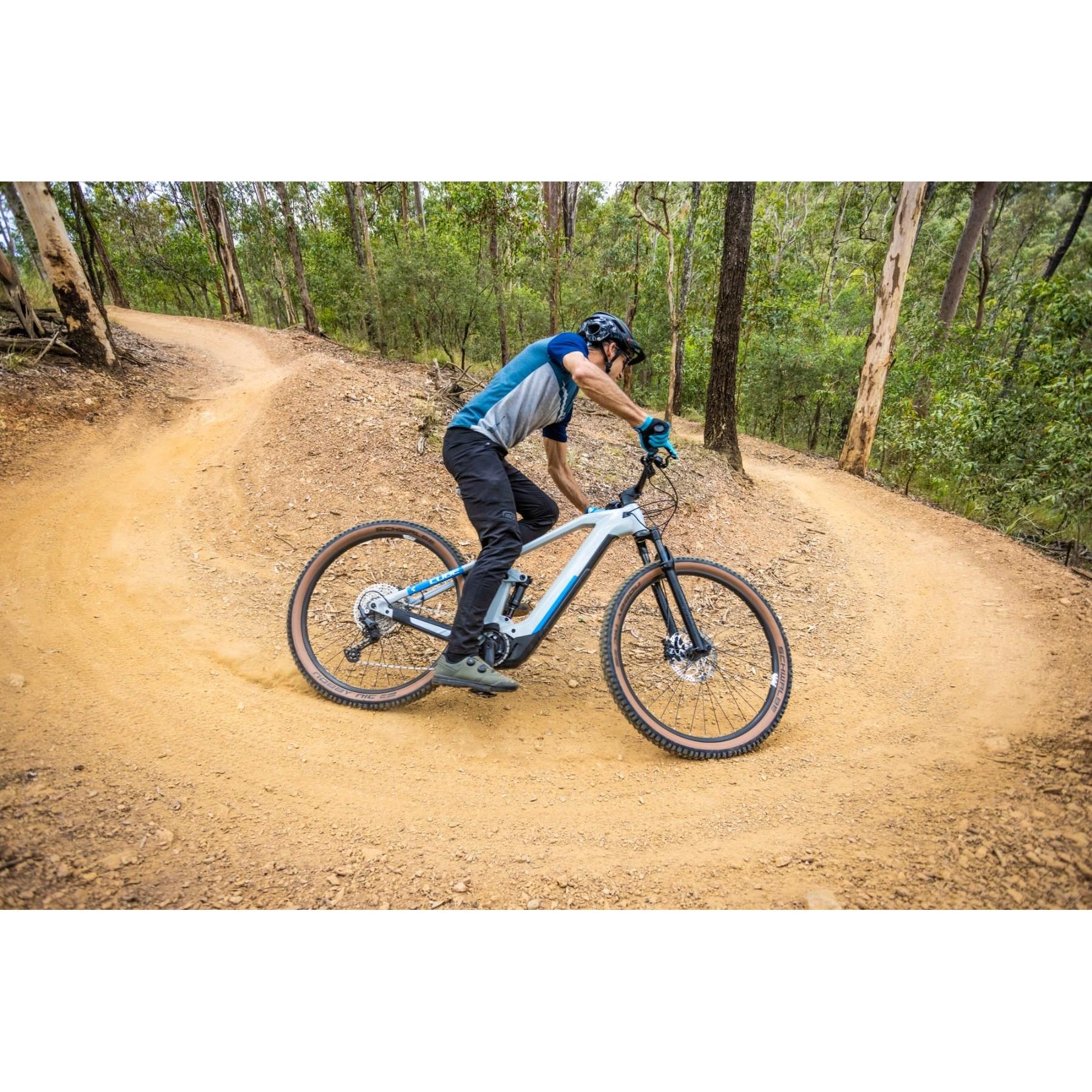 Cube Stereo Hybrid 140 HPC Pro 625 Electric Dual Suspension Mountain Bike Prisma Grey 'n' Blue