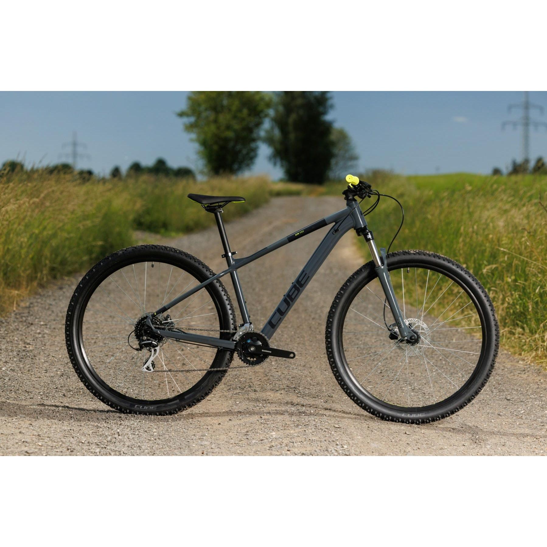 Cube Aim Pro Hardtail Mountain Bike Grey'n'Flash Yellow – 99 Bikes