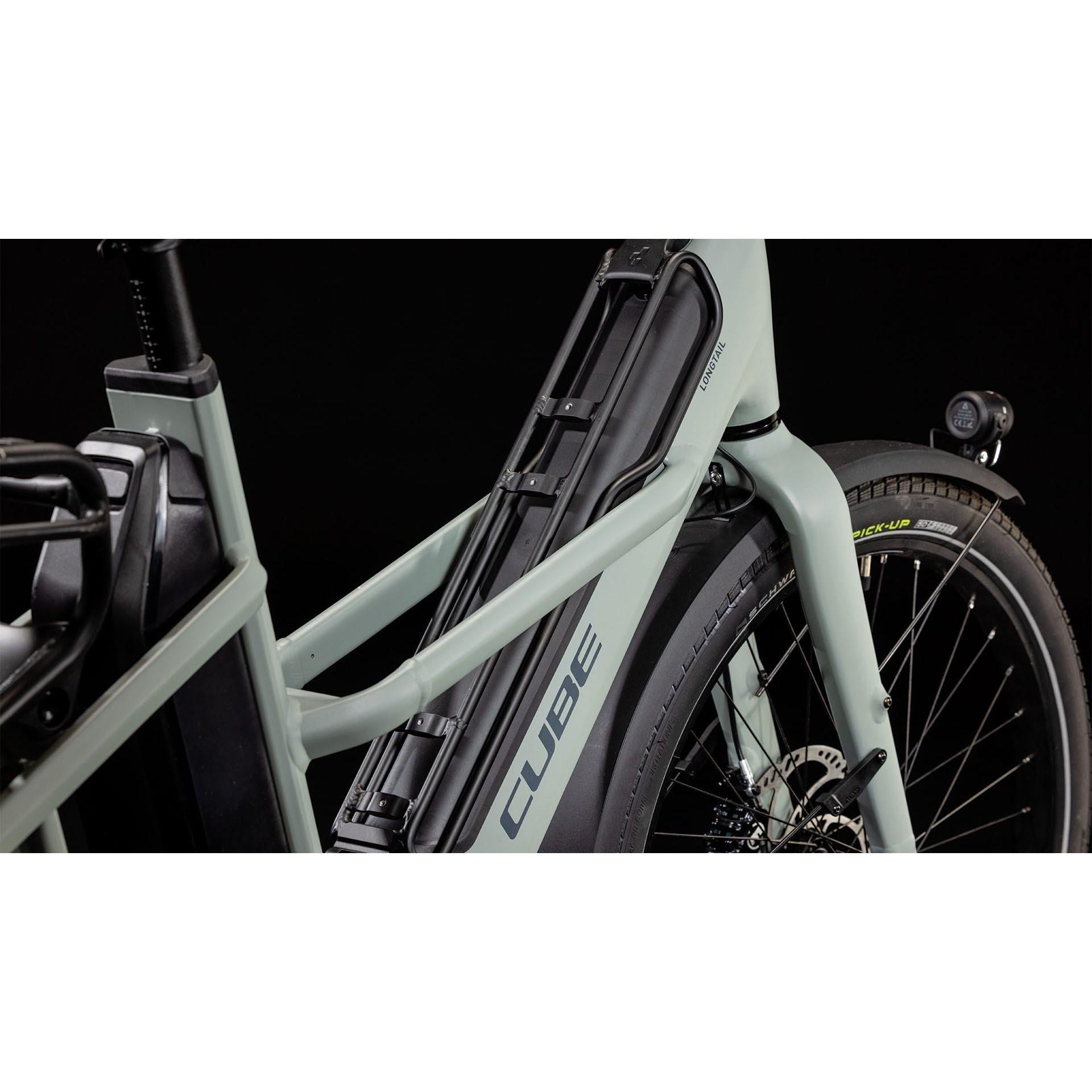 Cube Longtail Sport Hybrid 725 Electric Cargo Bike Swamp Grey Reflex
