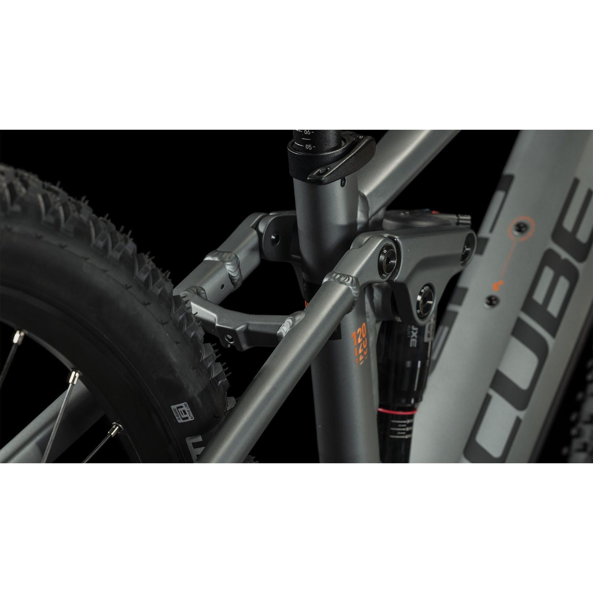 Cube Stereo Hybrid 120 Pro 625 Electric Mountain Bike Flash Grey 'n' Orange