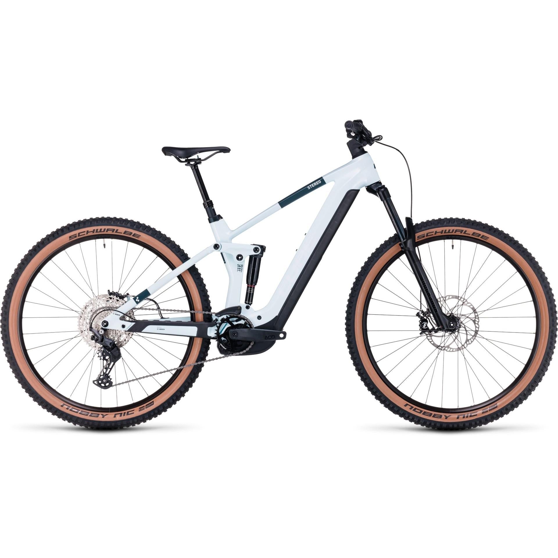 Cube Stereo Hybrid 140 HPC Pro 625 Electric Enduro Bike 625Wh Battery Frost White 'n' Grey