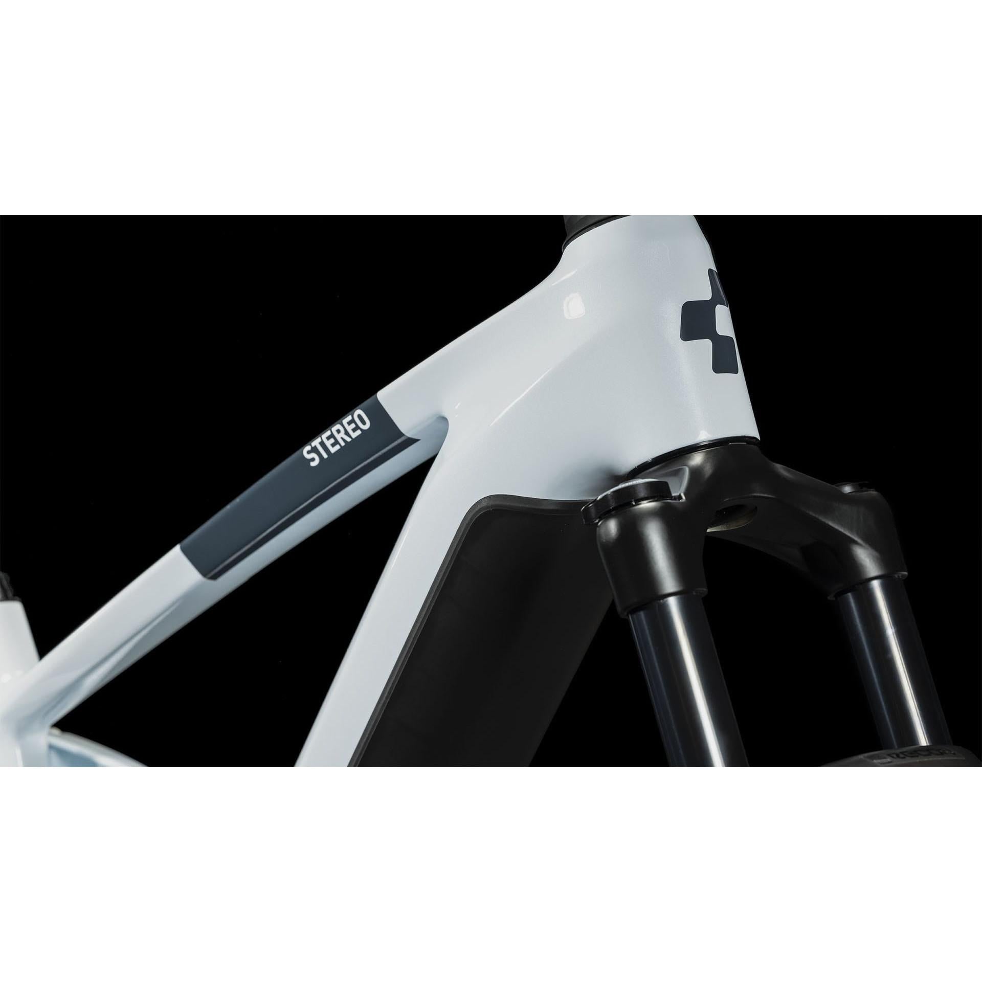 Cube Stereo Hybrid 140 HPC Pro 625 Electric Enduro Bike 625Wh Battery Frost White 'n' Grey SM