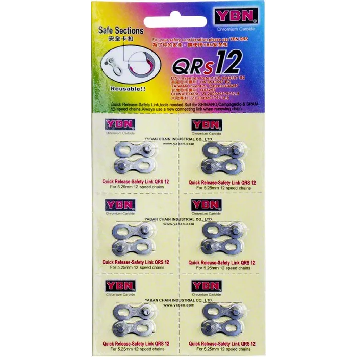 YBN Quick Fix Link Chain Connector for 12-Speed Chains 1/2 x 11/128