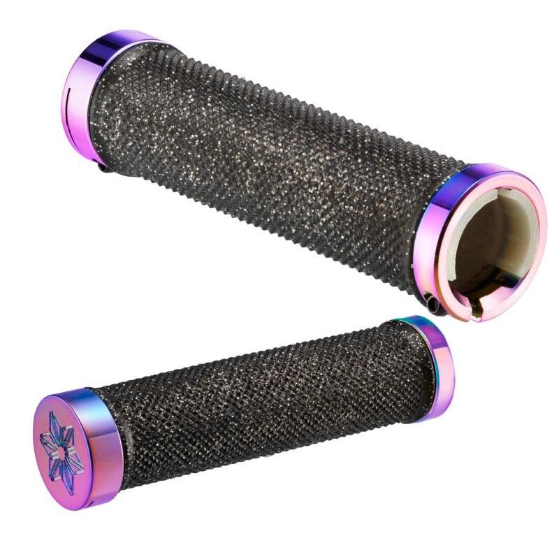 Supacaz Diamond Kush AM Grips Black with Oil Slick Rings