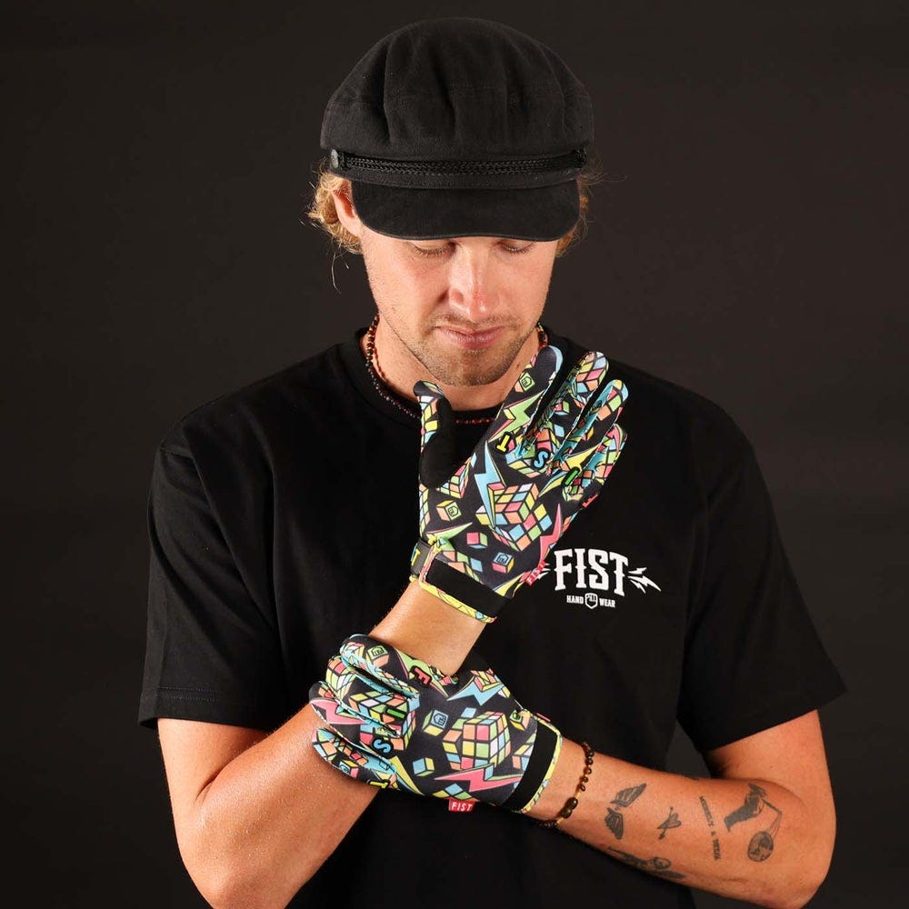 FIST Full Finger Strapped MTB Gloves Dean Lucas Black Puzzled
