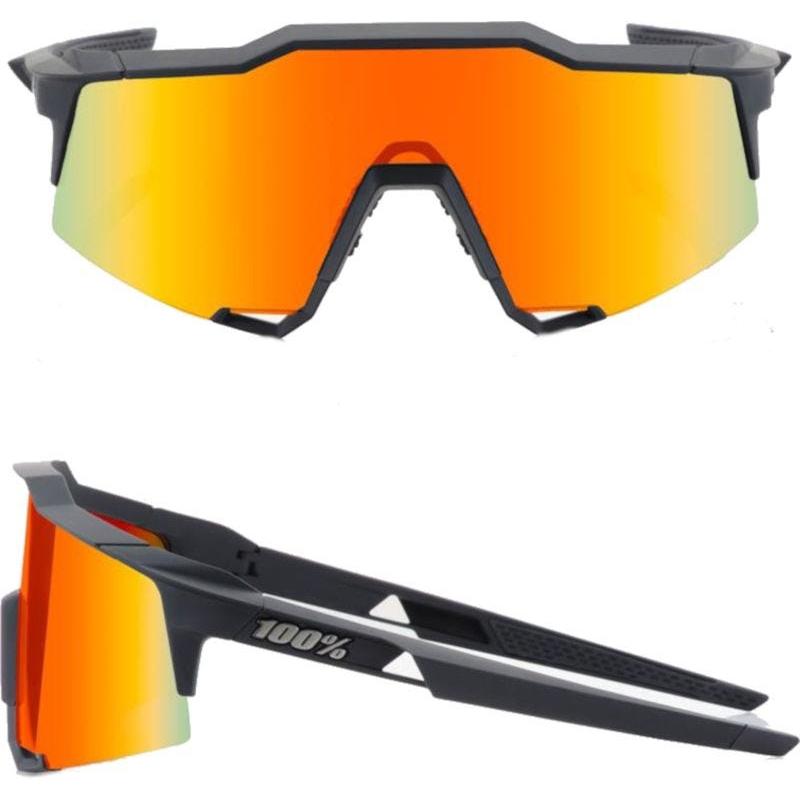 100% Speedcraft AIR Soft Tact Black HiPER Red Multilayer Mirror Sunglasses