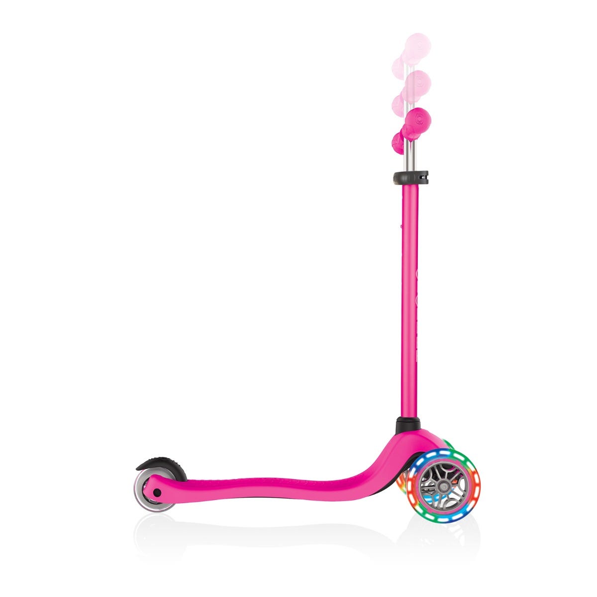 Globber Primo Lights with T-BAR 3 Wheel Kids Scooter Pink
