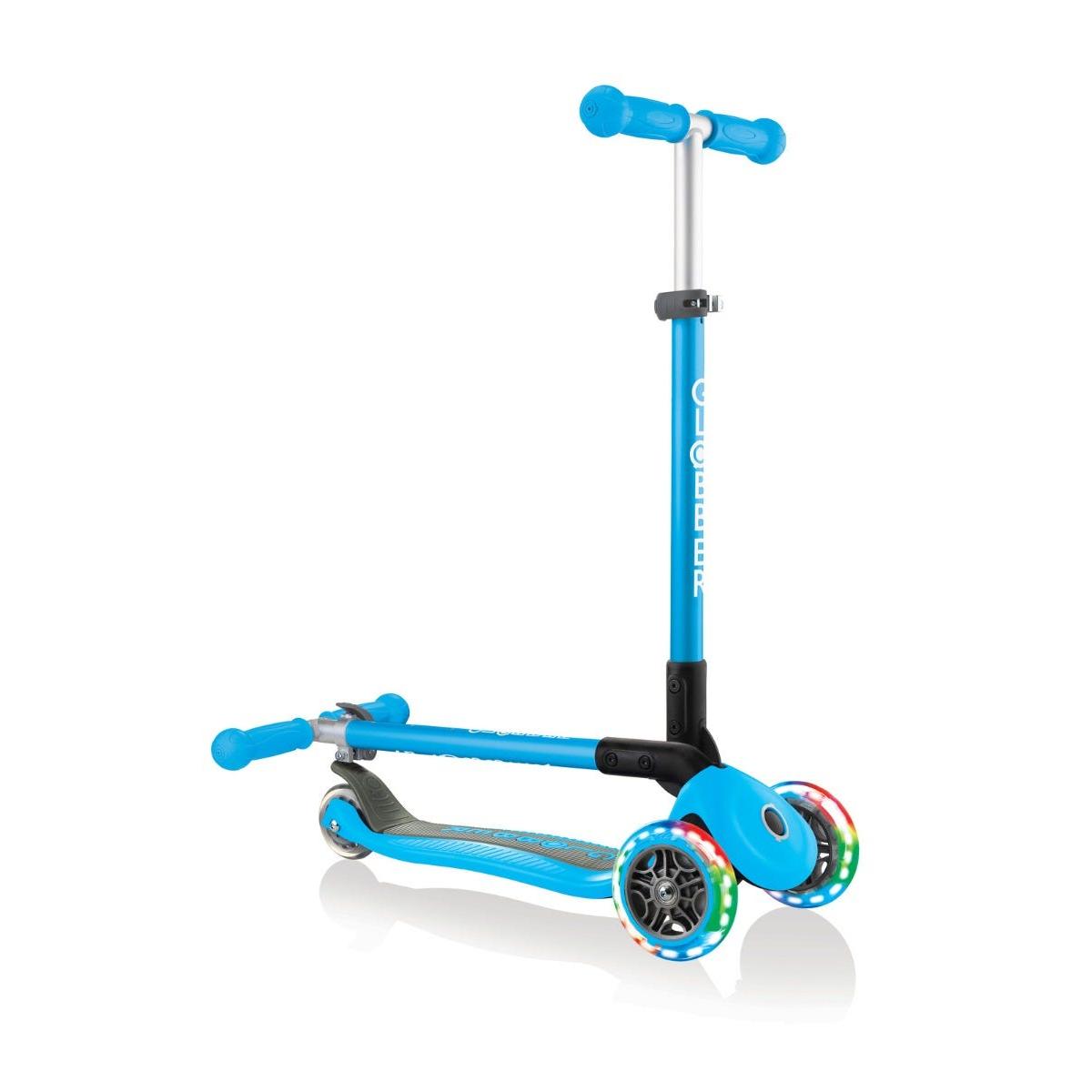 Globber Primo Foldable Lights Scooter Sky Blue