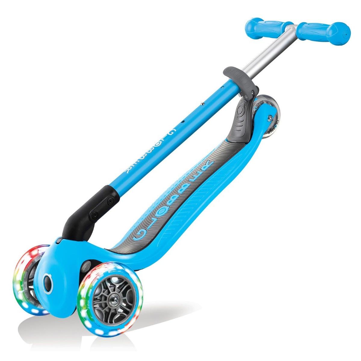 Globber Primo Foldable Lights Scooter Sky Blue