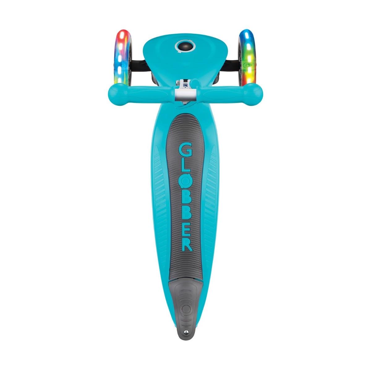 Scooter 3 Wheel Kids Globber Primo Foldable Lights Teal