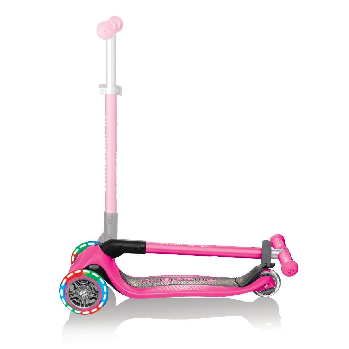 Globber Primo Foldable Lights Scooter Neon Pink