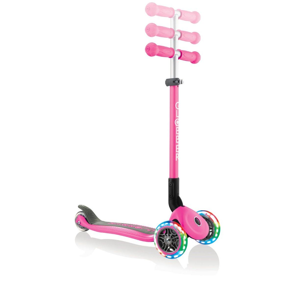 Globber Primo Foldable Lights Scooter Neon Pink