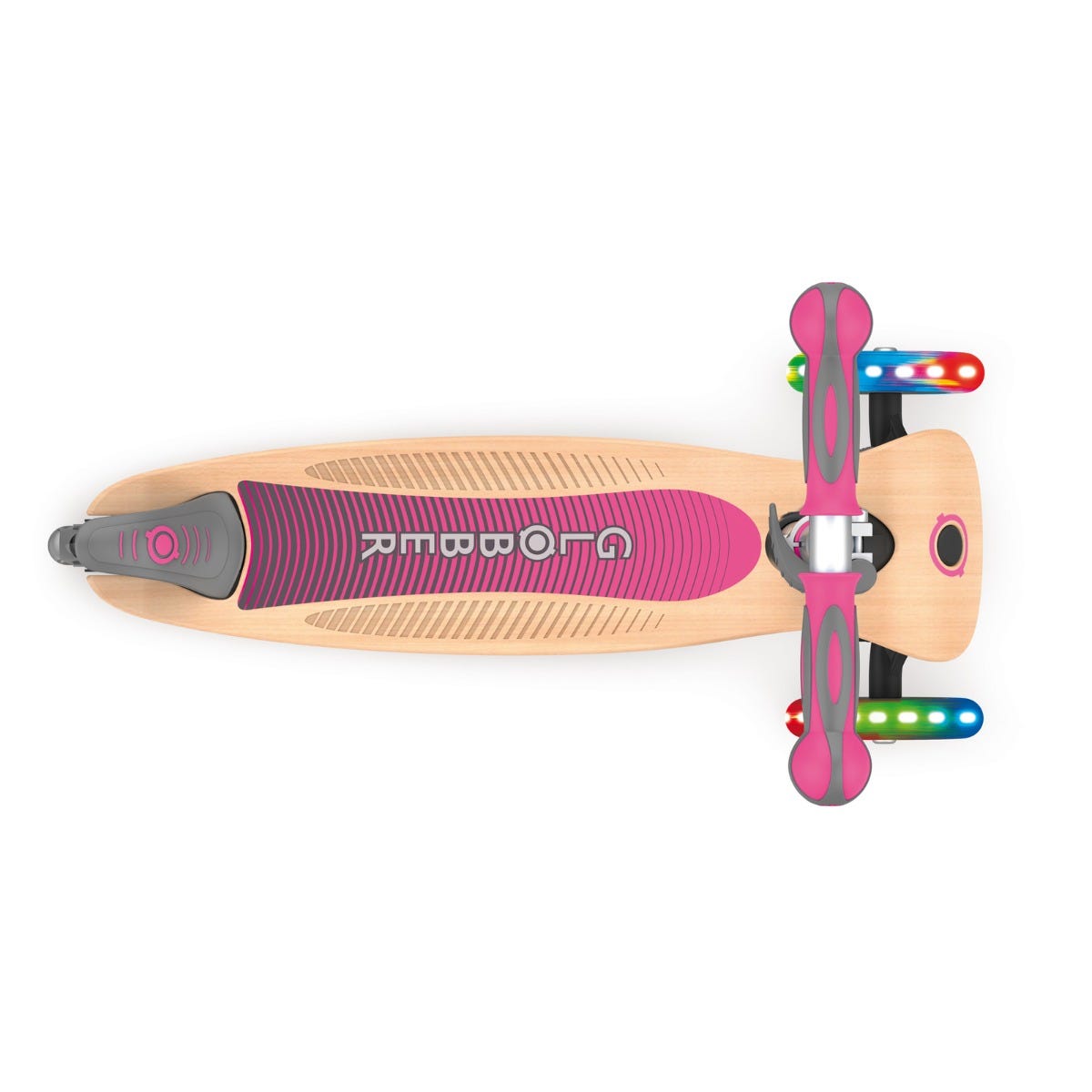 Globber Primo Foldable Wood Lights 3 Wheel Kids Scooter Pink