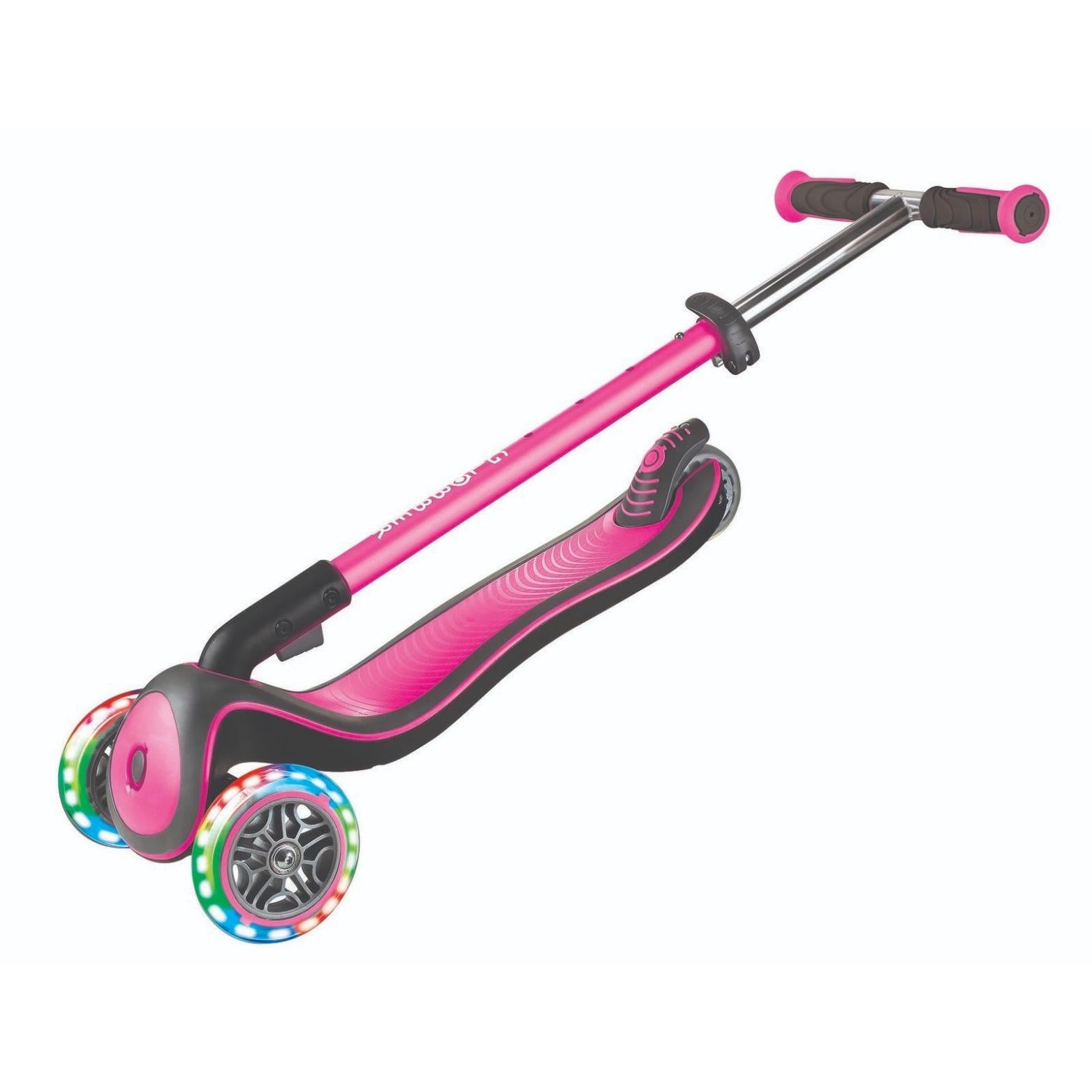 Globber Elite Deluxe 3 Wheel Scooter with Lights Deep Pink