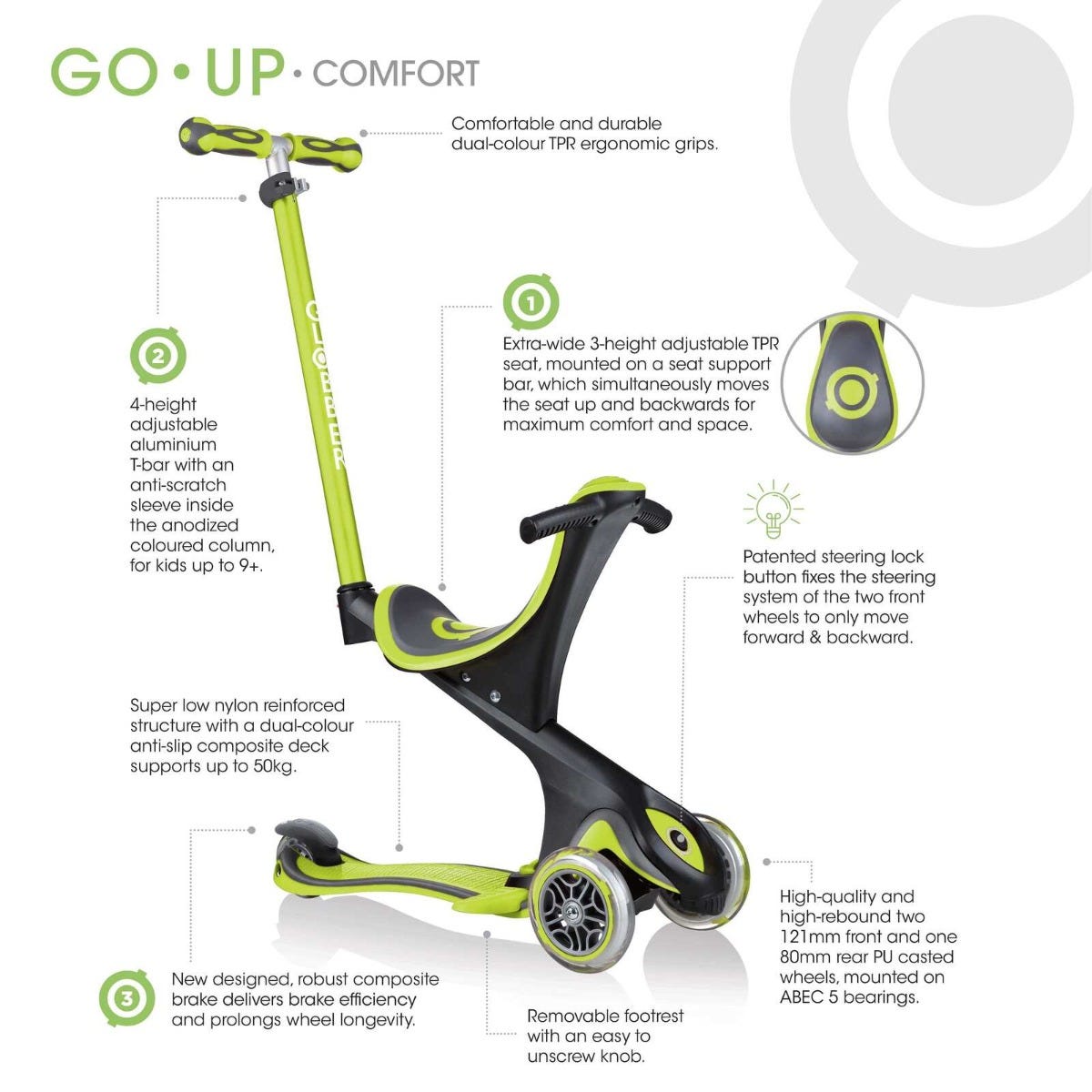 Globber Go Up Comfort Kids Scooter Sky Blue