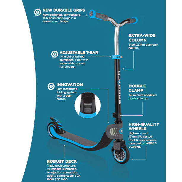 Globber Flow Foldable 125 Scooter Sky Blue