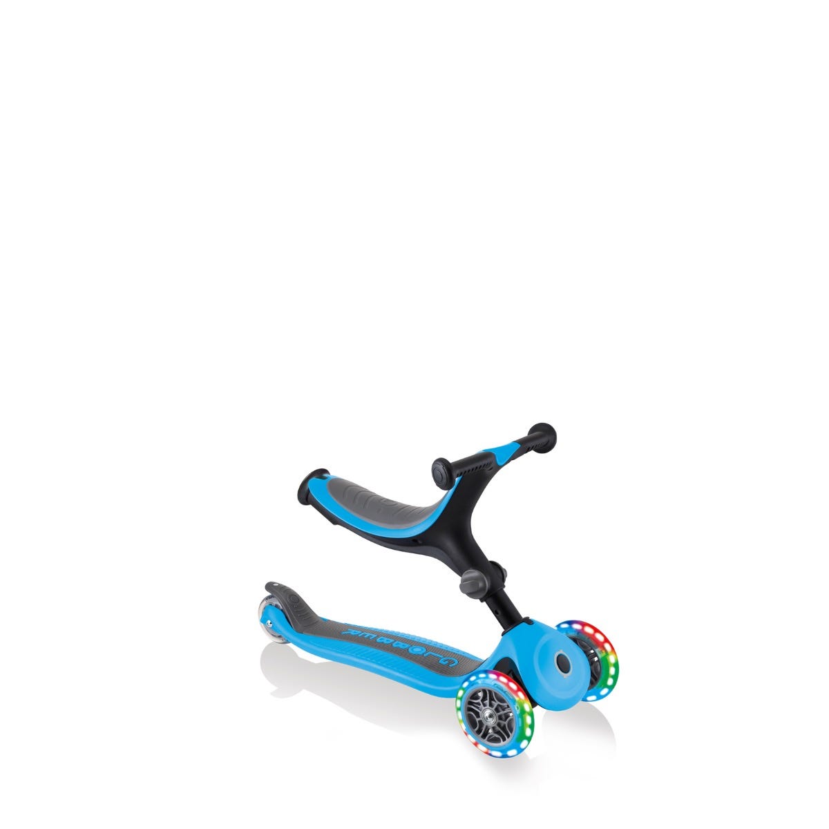 Globber Go Up Foldable Plus Lights 3 Wheel Kids Scooter Sky Blue (Light Up Wheels)