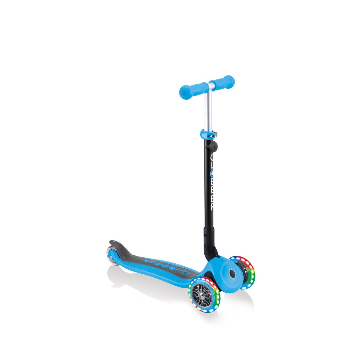 Globber Go Up Foldable Plus Lights 3 Wheel Kids Scooter Sky Blue (Light Up Wheels)