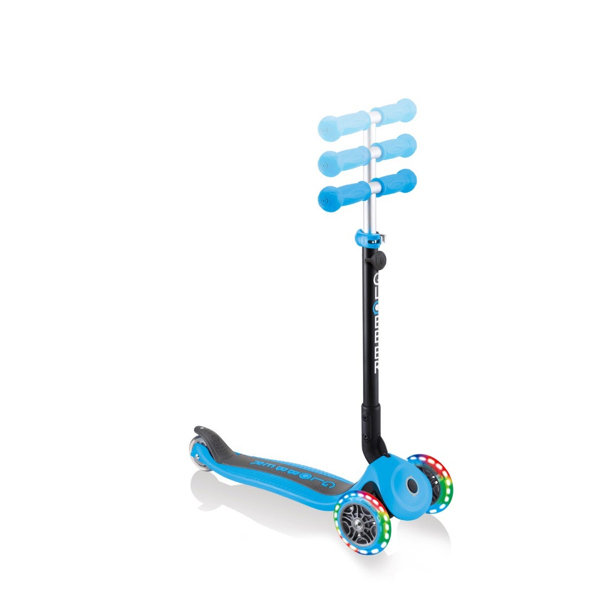 Globber Go Up Foldable Plus Lights 3 Wheel Kids Scooter Sky Blue (Light Up Wheels)