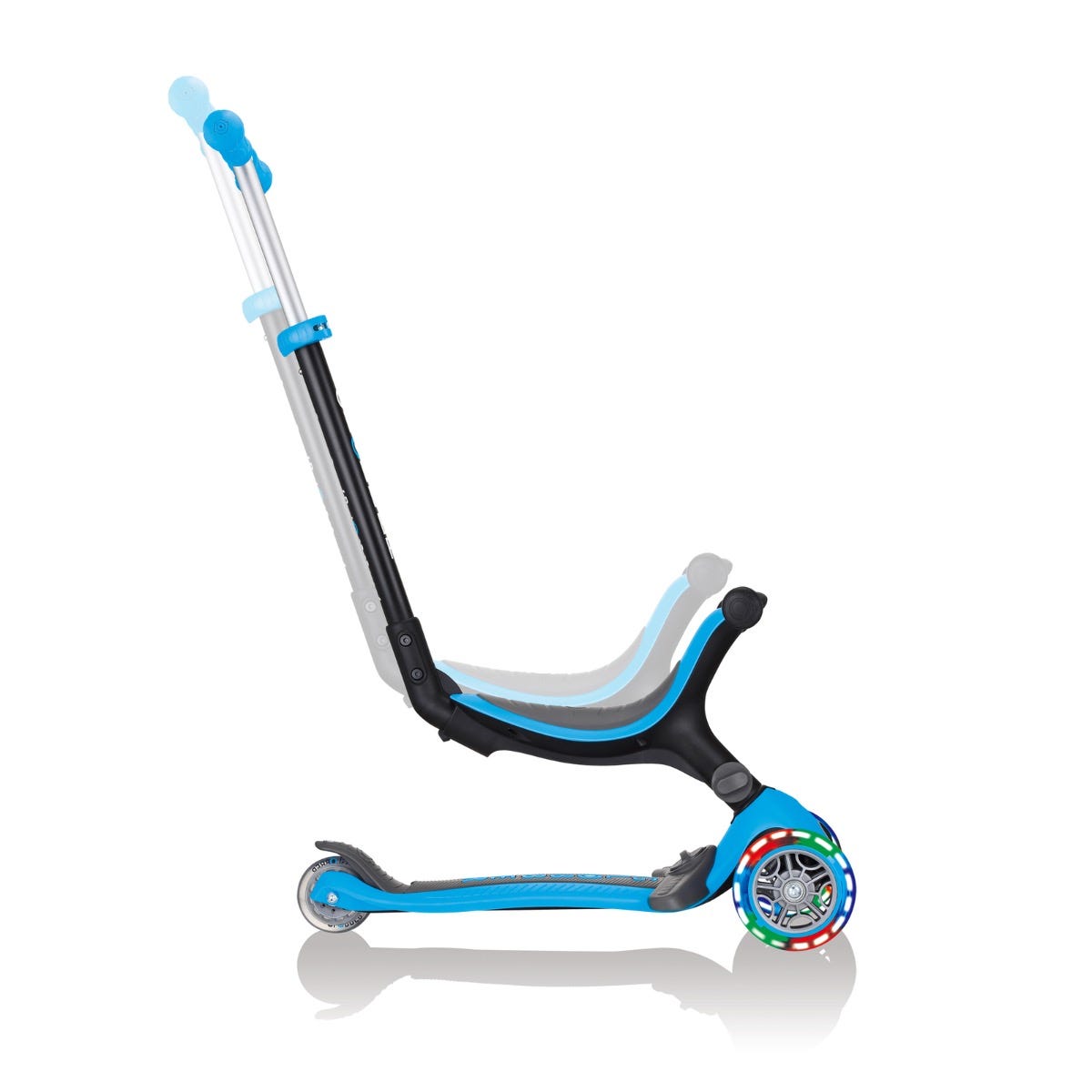 Globber Go Up Foldable Plus Lights 3 Wheel Kids Scooter Sky Blue (Light Up Wheels)