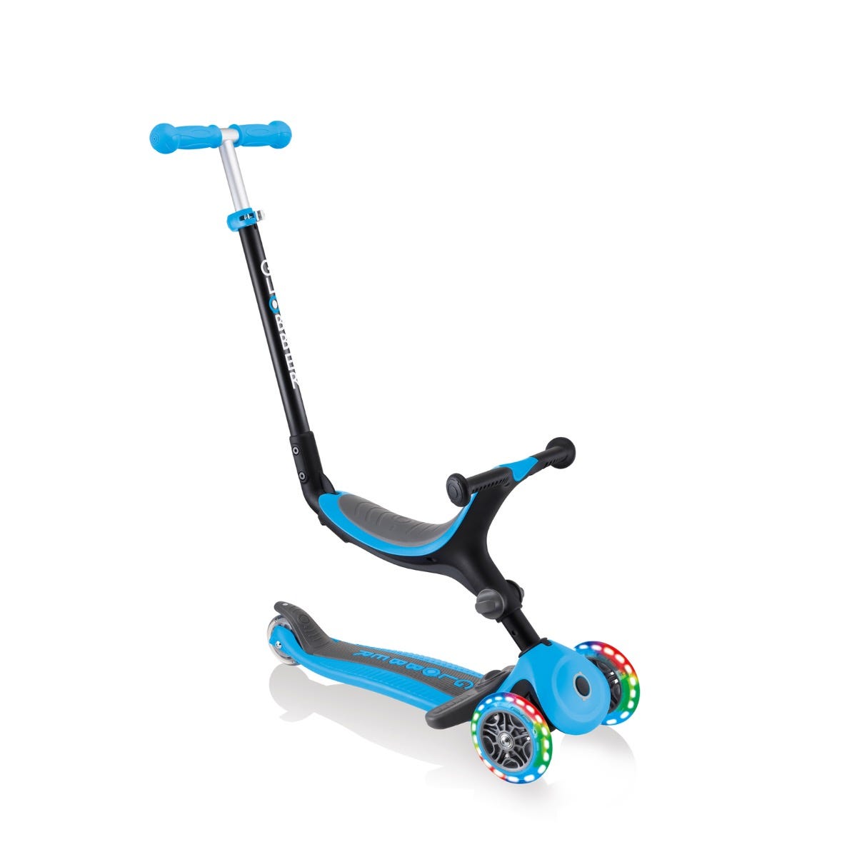 Globber Go Up Foldable Plus Lights 3 Wheel Kids Scooter Sky Blue (Light Up Wheels)