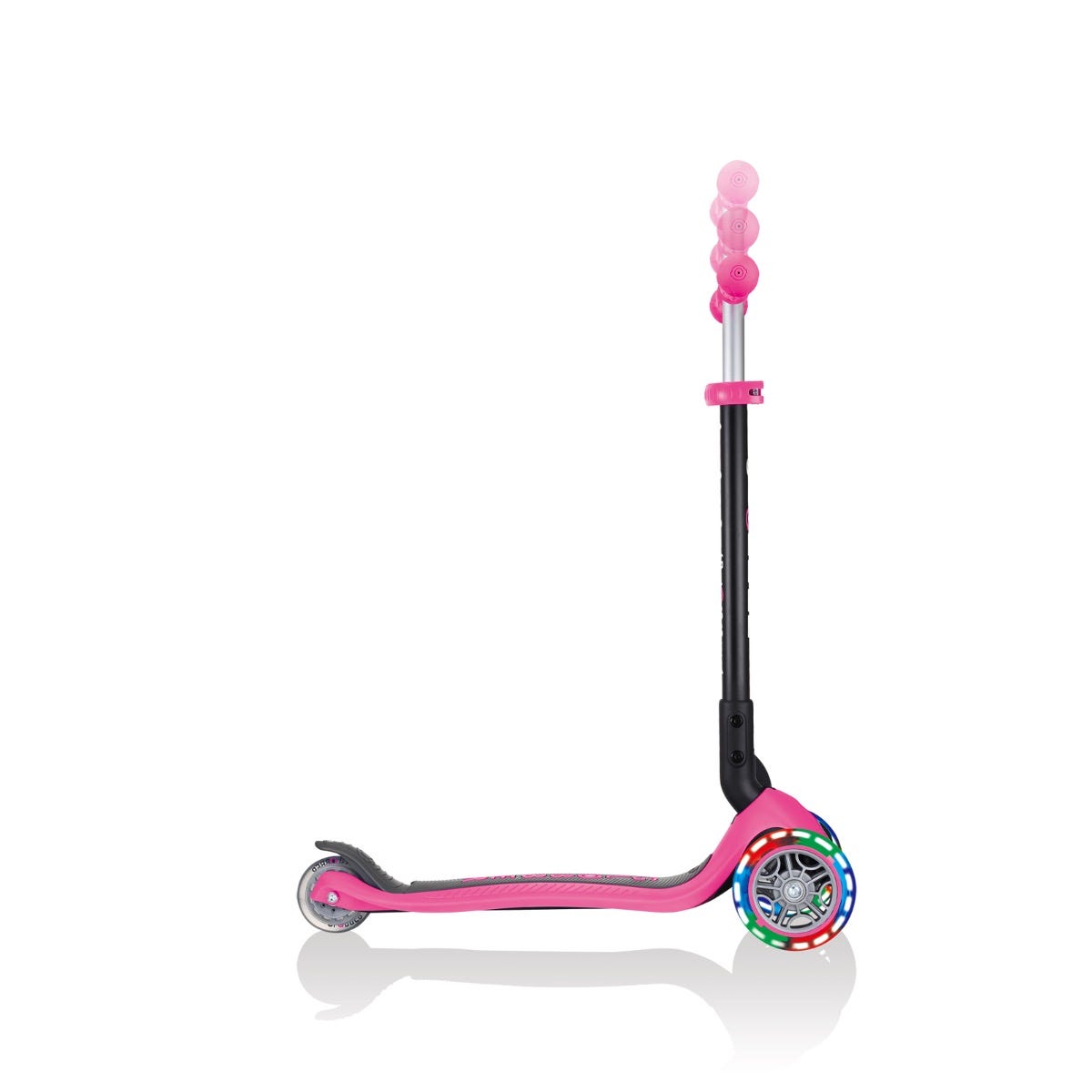 Globber Go Up Foldable Plus Lights 3 Wheel Kids Scooter Pink (Light Up Wheels)